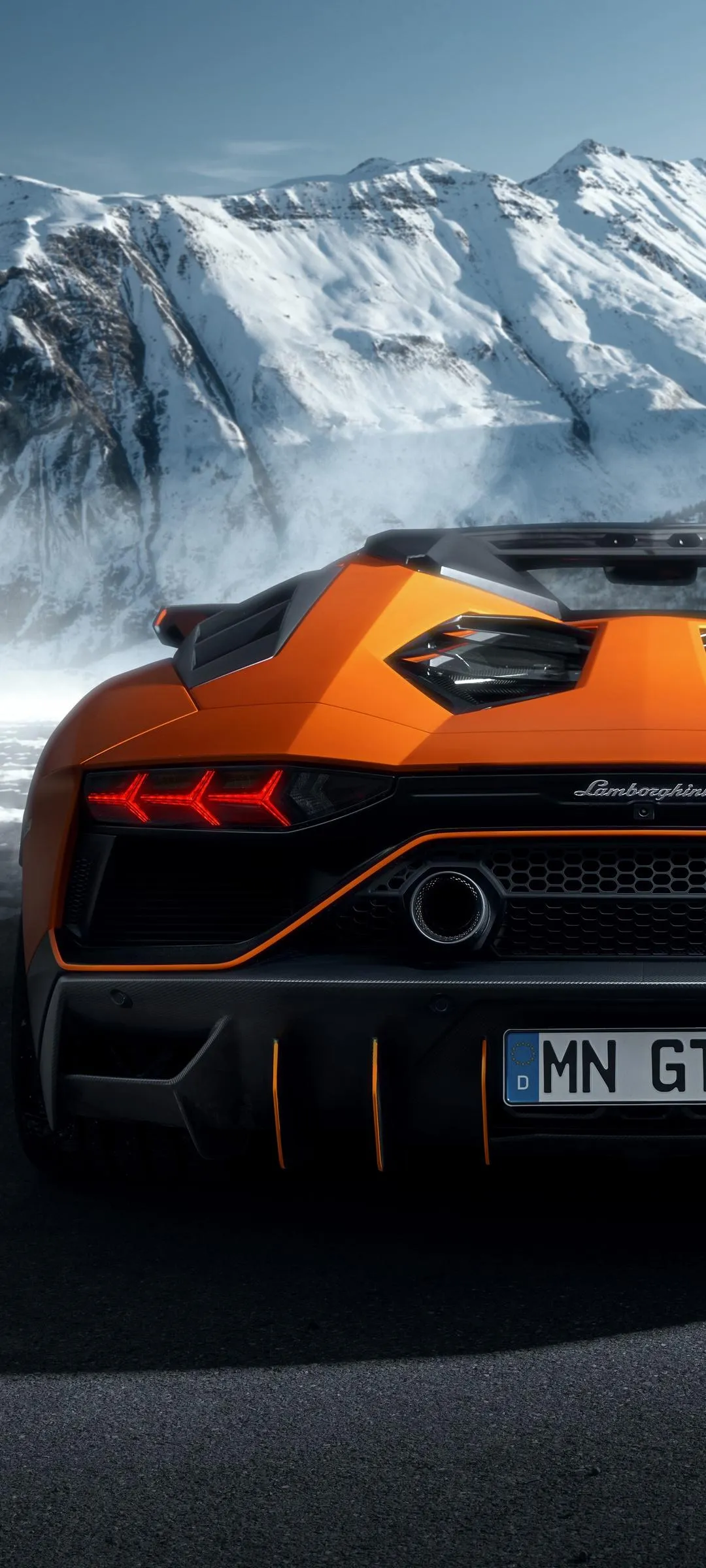 Orange Supercar Racing Fast with Blue Motion Blur Trail