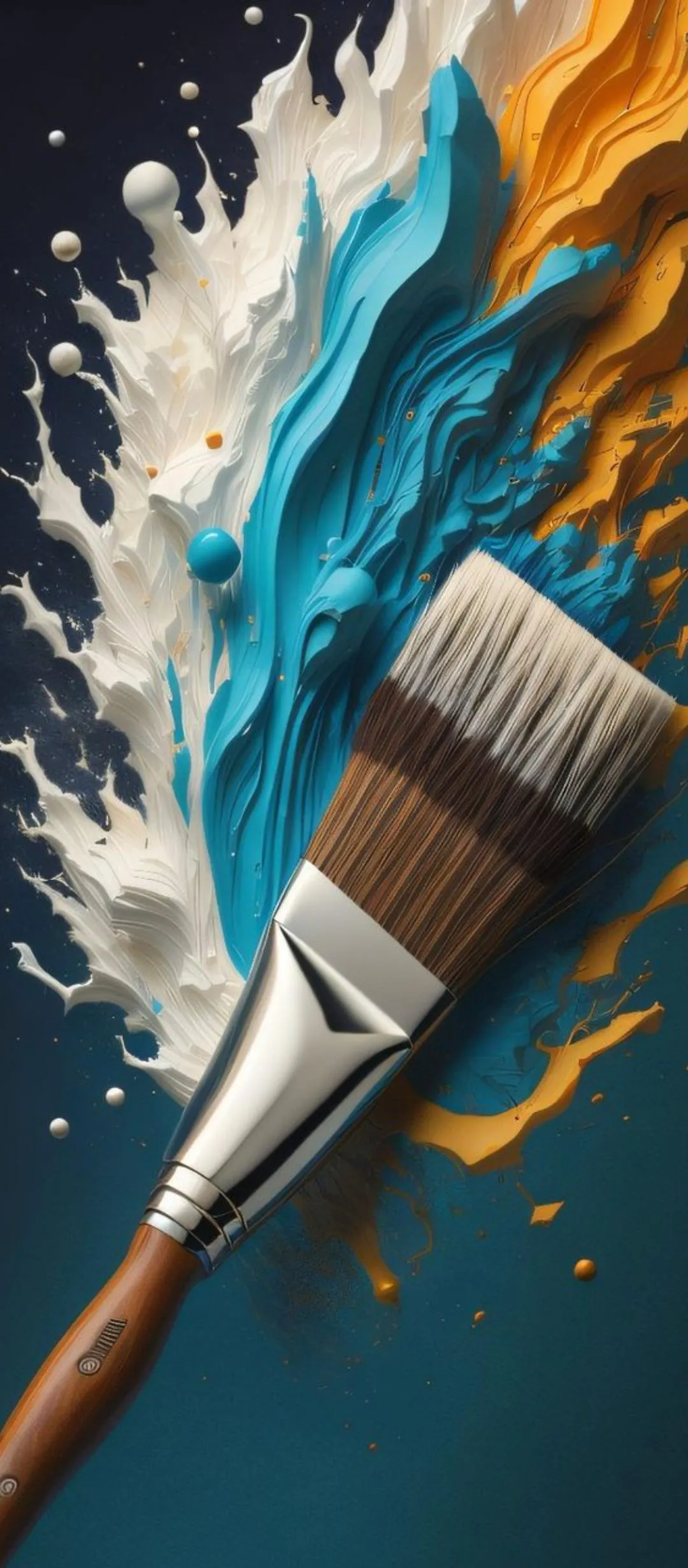 Paint Brush Splashing Colors on Black Canvas Wallpaper
