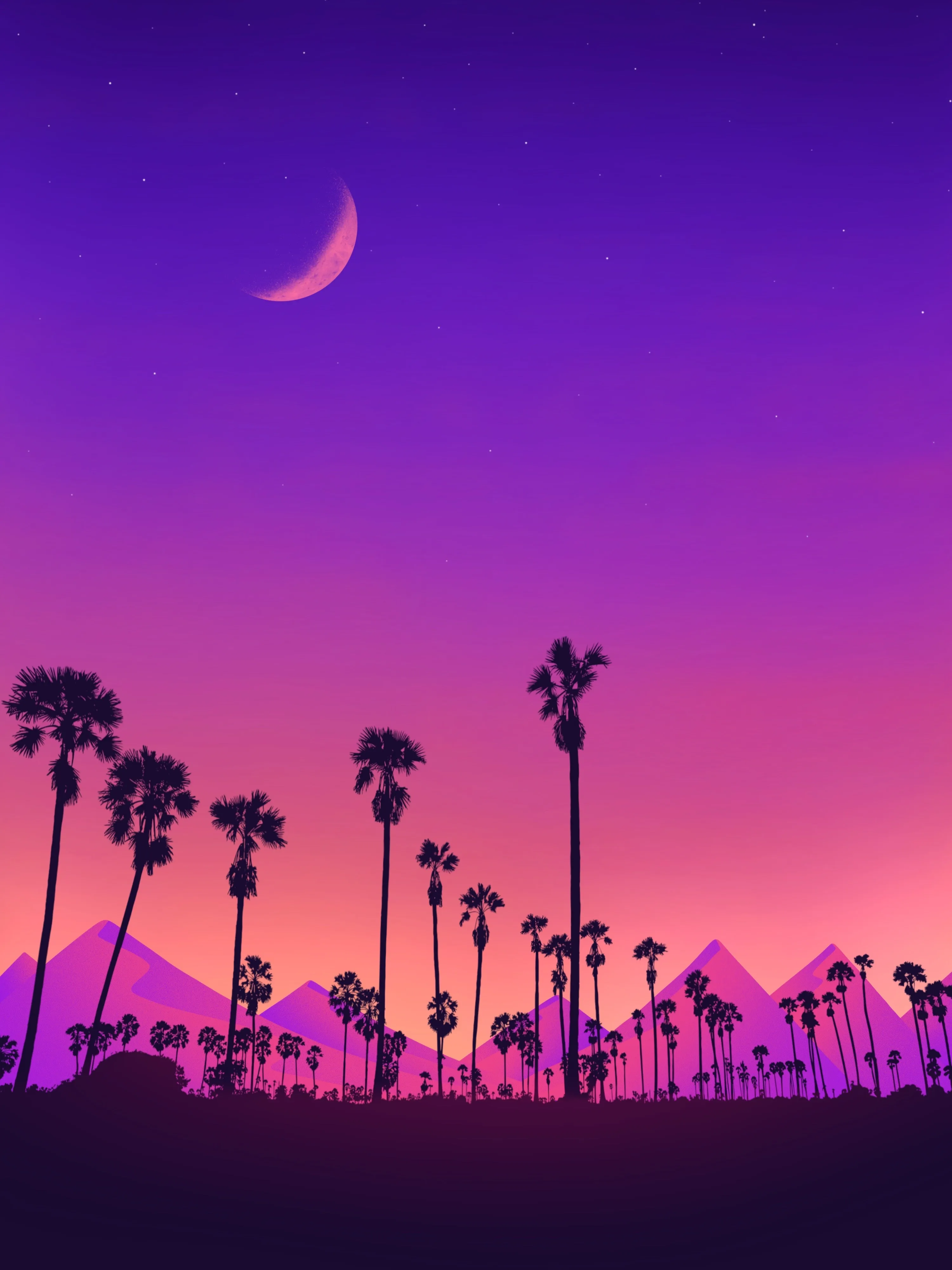 Palm Trees under Purple Sunset Tropical Vibe Sky Wallpaper