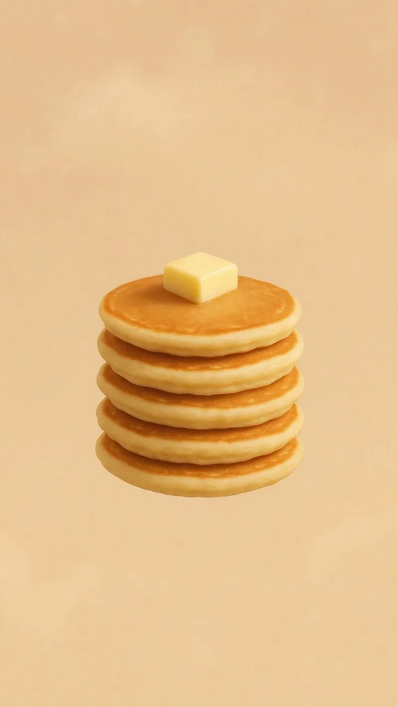 Pancake Stack Glowing Warmly on Soft Yellow Shade Wallpaper