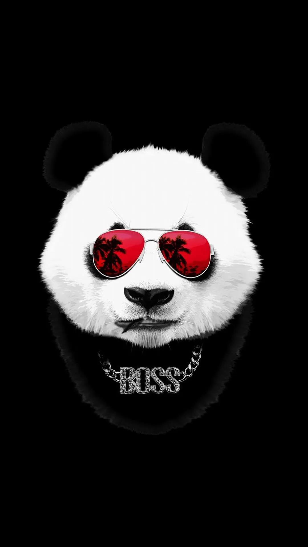 Panda Face Wearing Sunglasses on Black Backdrop Wallpaper