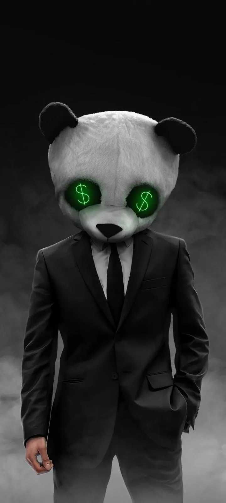 Panda in Suit with Green Eyes Futuristic Mobile Wallpaper