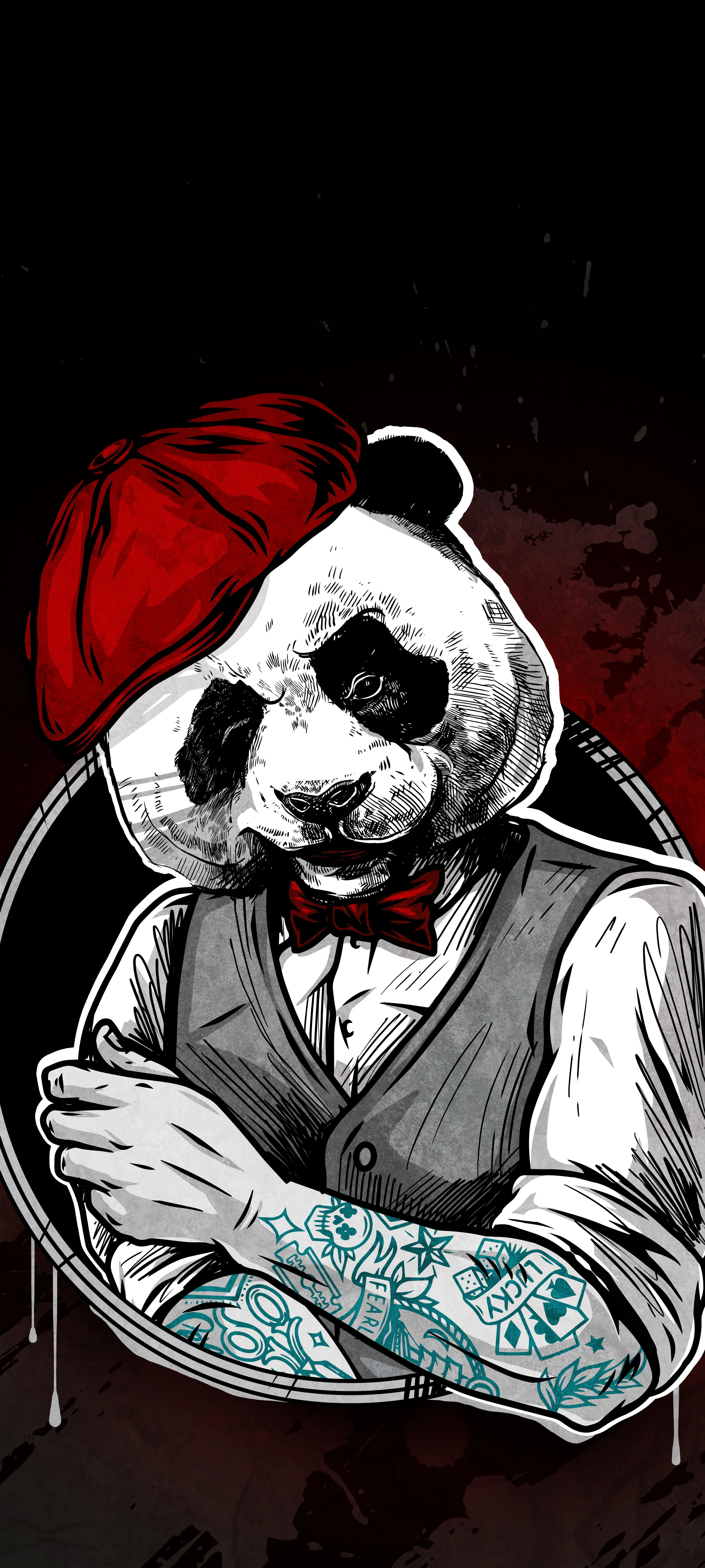 Panda Wearing Red Beanie and Shades Graffiti Design