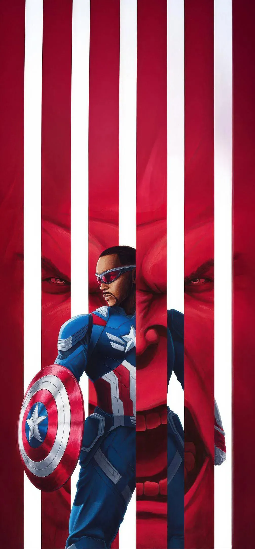 Patriotic Hero Standing in Front of Flag Background HD