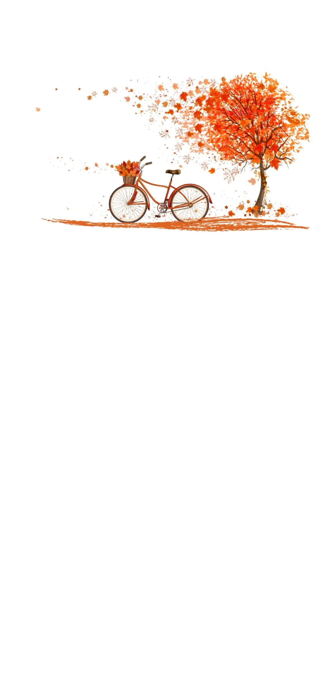 Peaceful Autumn Scene with Orange Bicycle and Tree