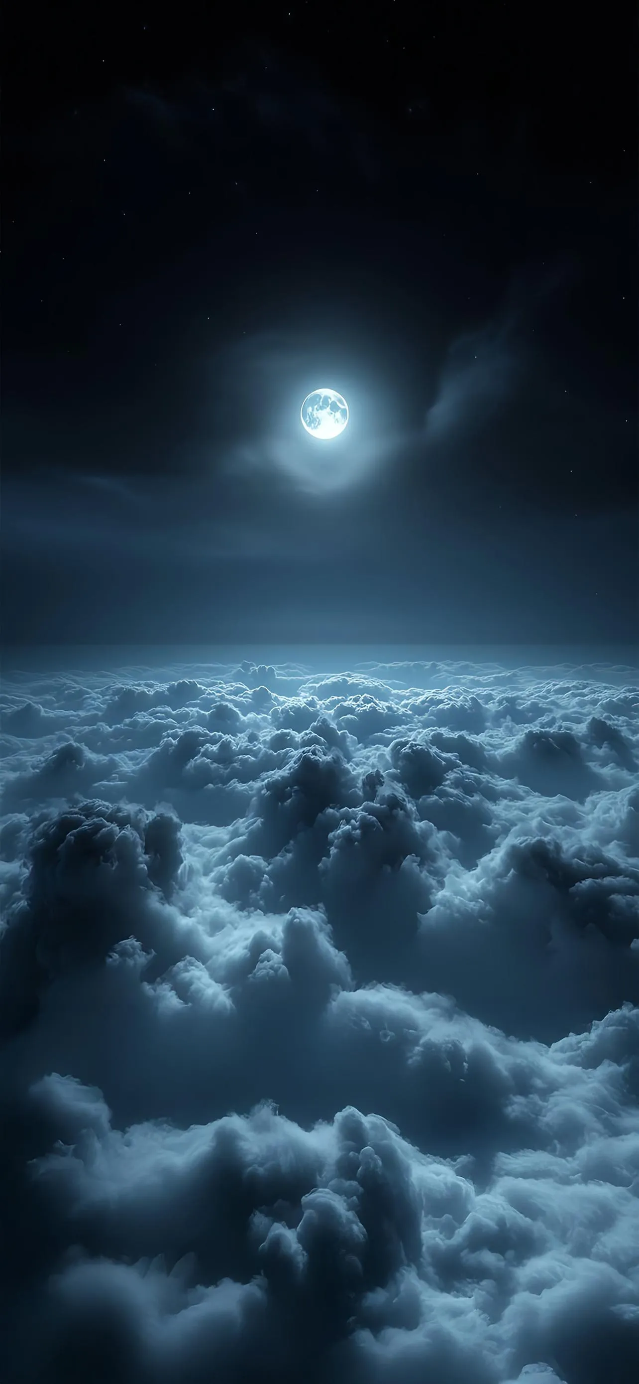 Peaceful Moonlight View Above the Cloudy Skies Image