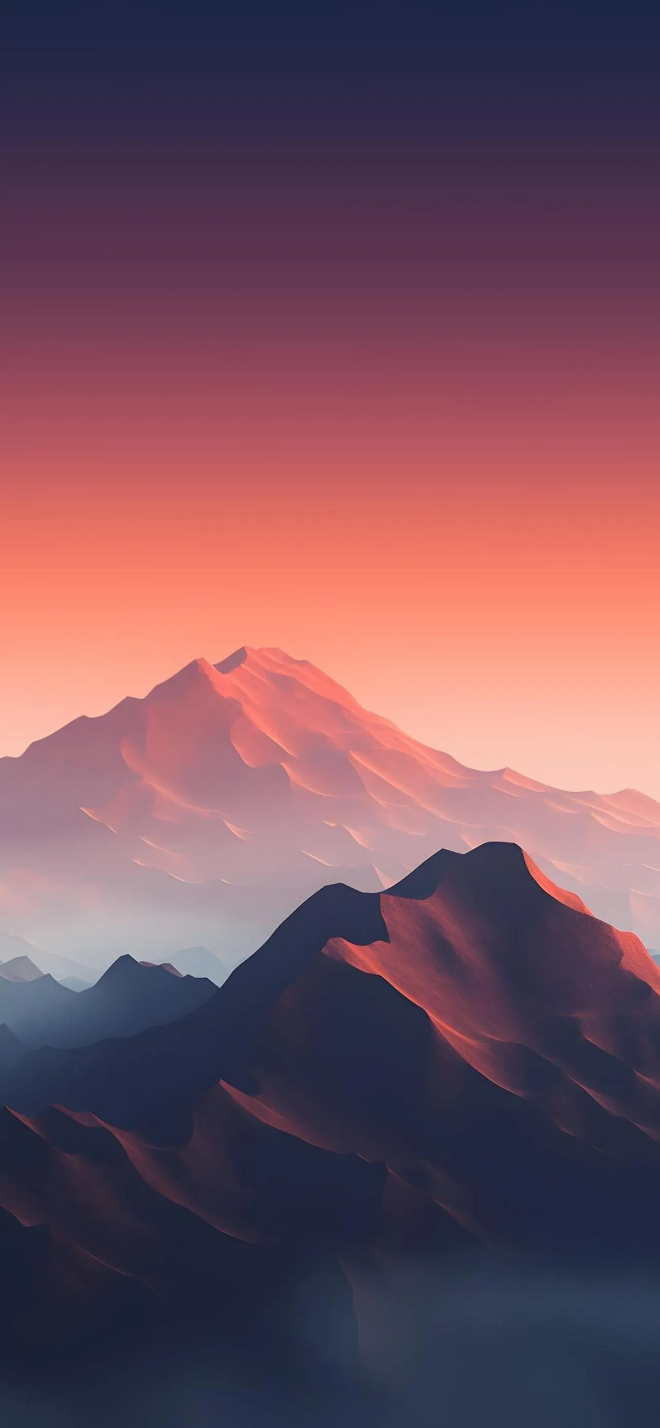 Peaceful Mountain Landscape Under Soft Pink Sunset Wallpaper