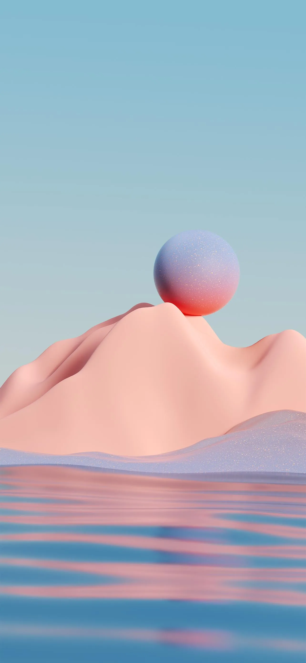 Peaceful Pink Island and Floating Sphere Wallpaper 4K
