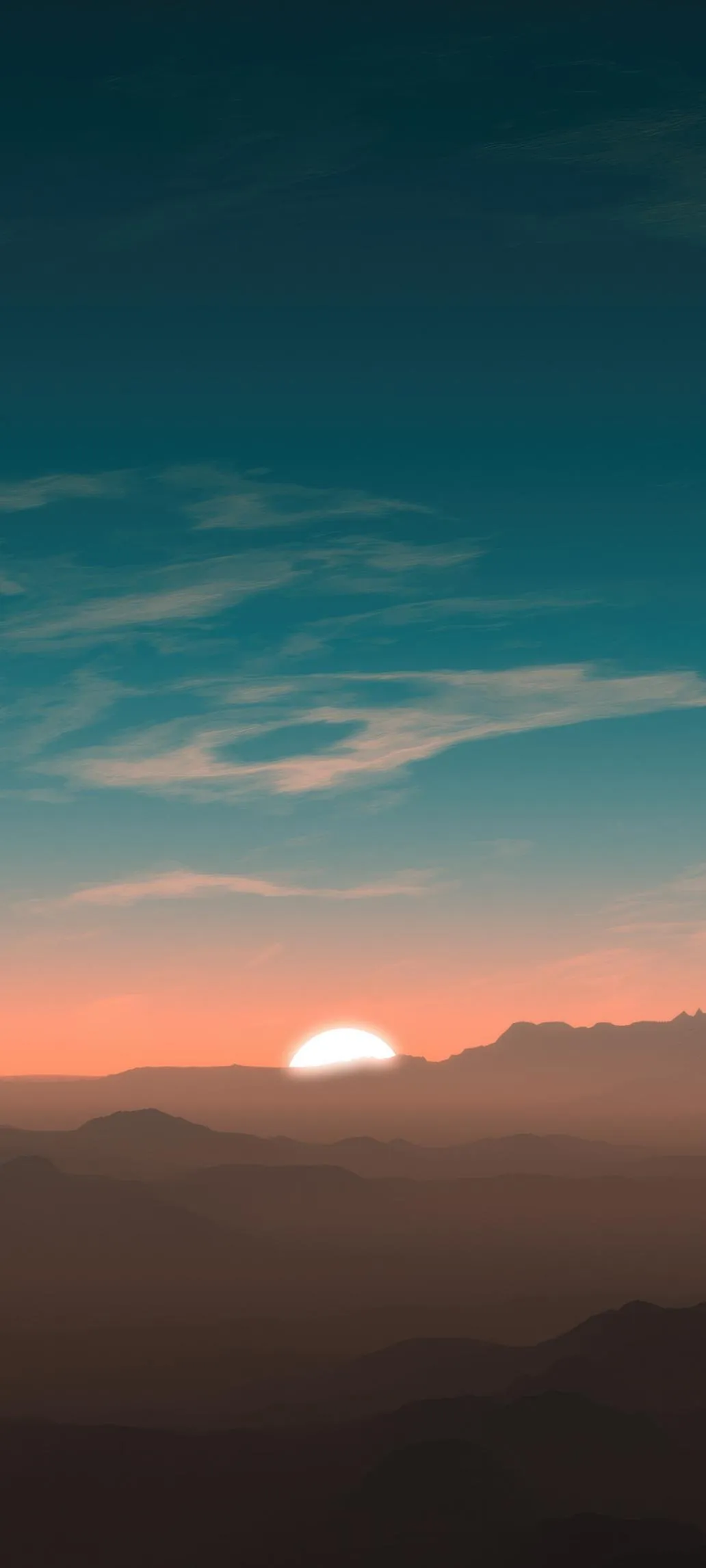 Peaceful Sunset over Ocean Horizon with Clouds Wallpaper