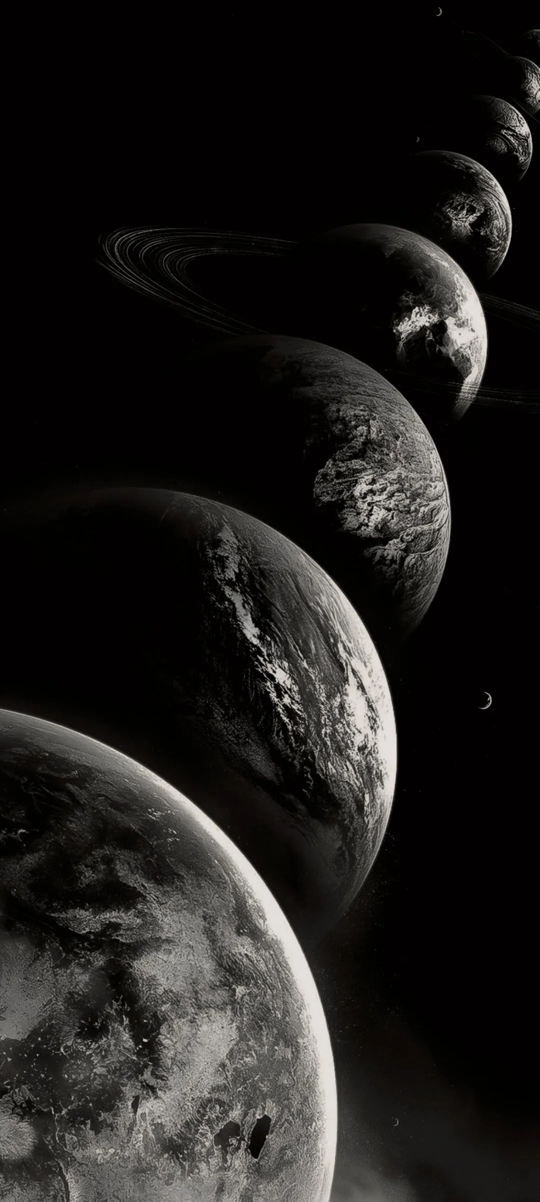 Phases of the Moon Aligned Vertically in Darkness image