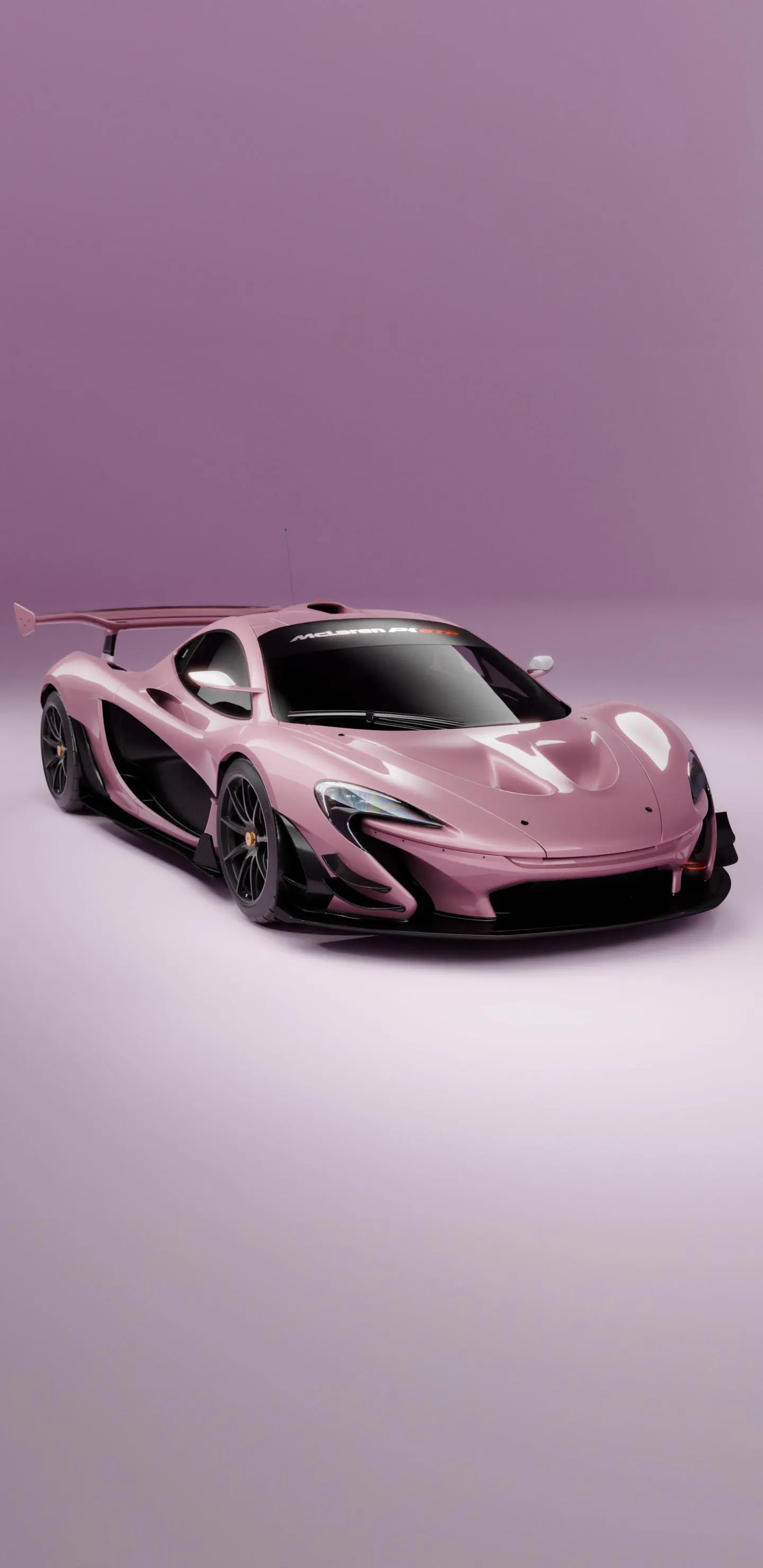 Pink Luxury Sports Car on Misty Road Mobile Wallpaper