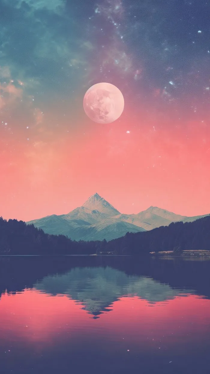 Pink Sunset Reflecting on Mountains with Dreamy Soft Clouds