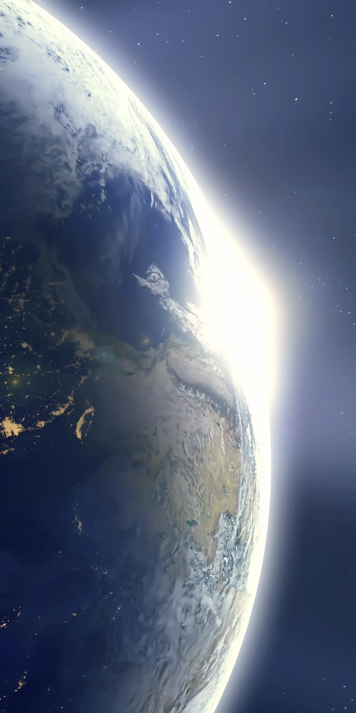 Planet Earth from Space with Bright Horizon Light View