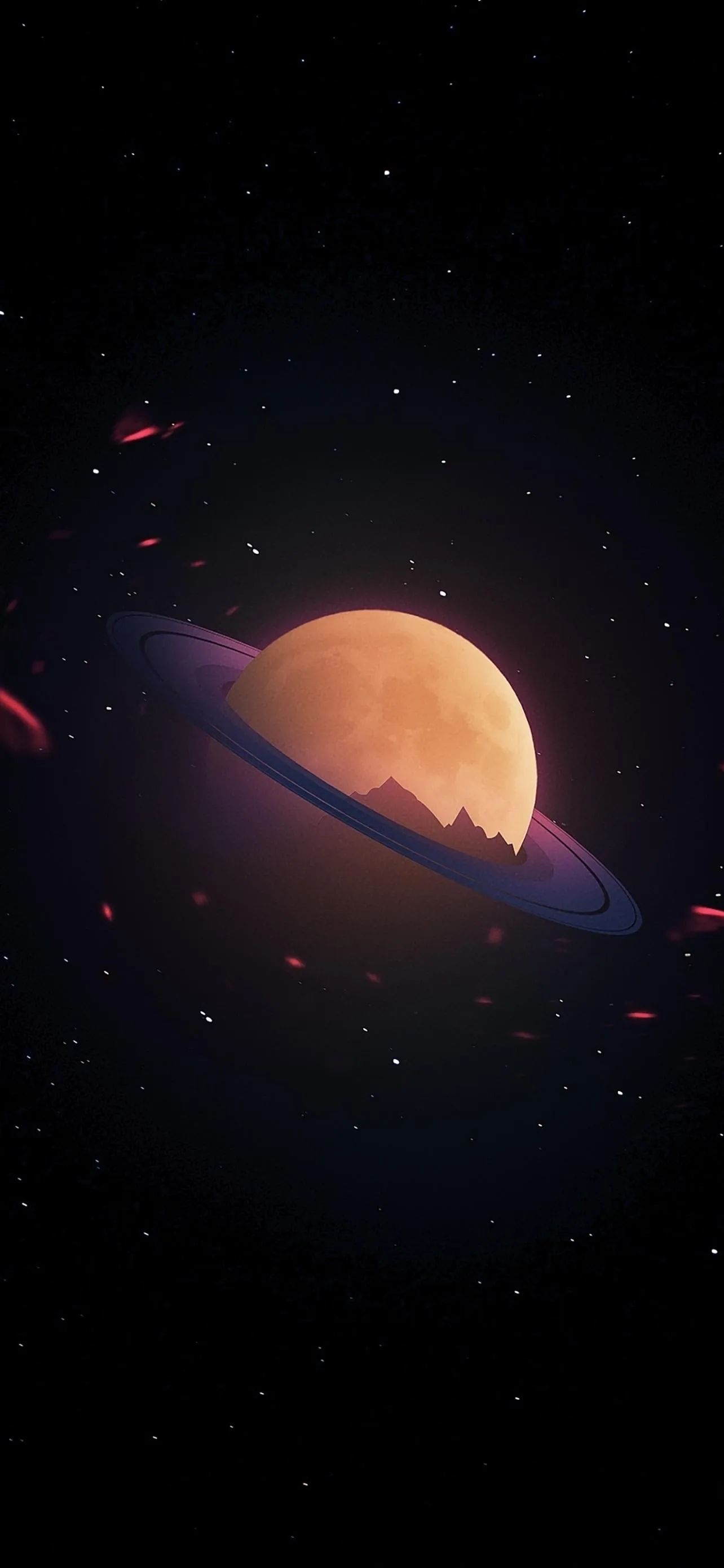 Planet Floating in Deep Space with Soft Glow Light Wallpaper