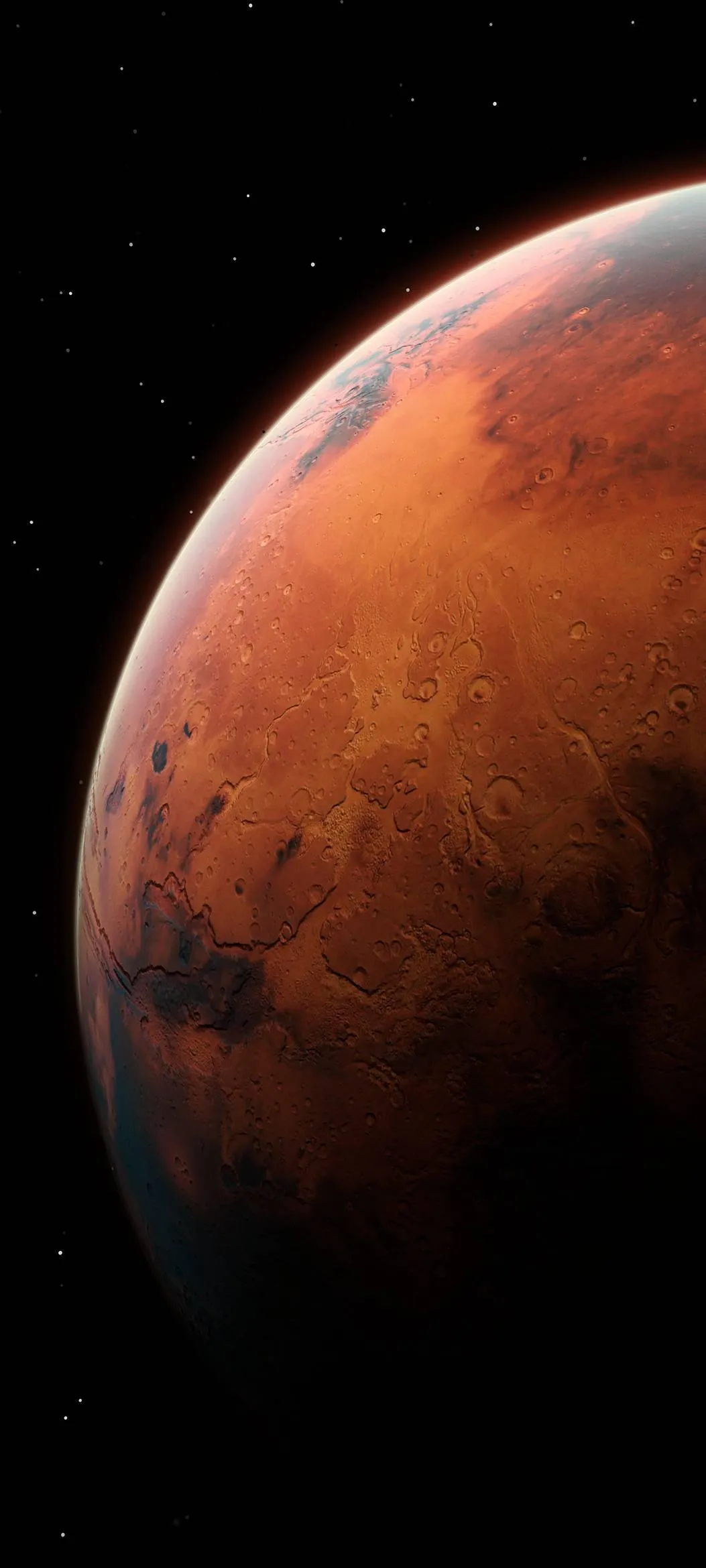 Planet Mars in Deep Space with Warm Red Hues Wallpaper