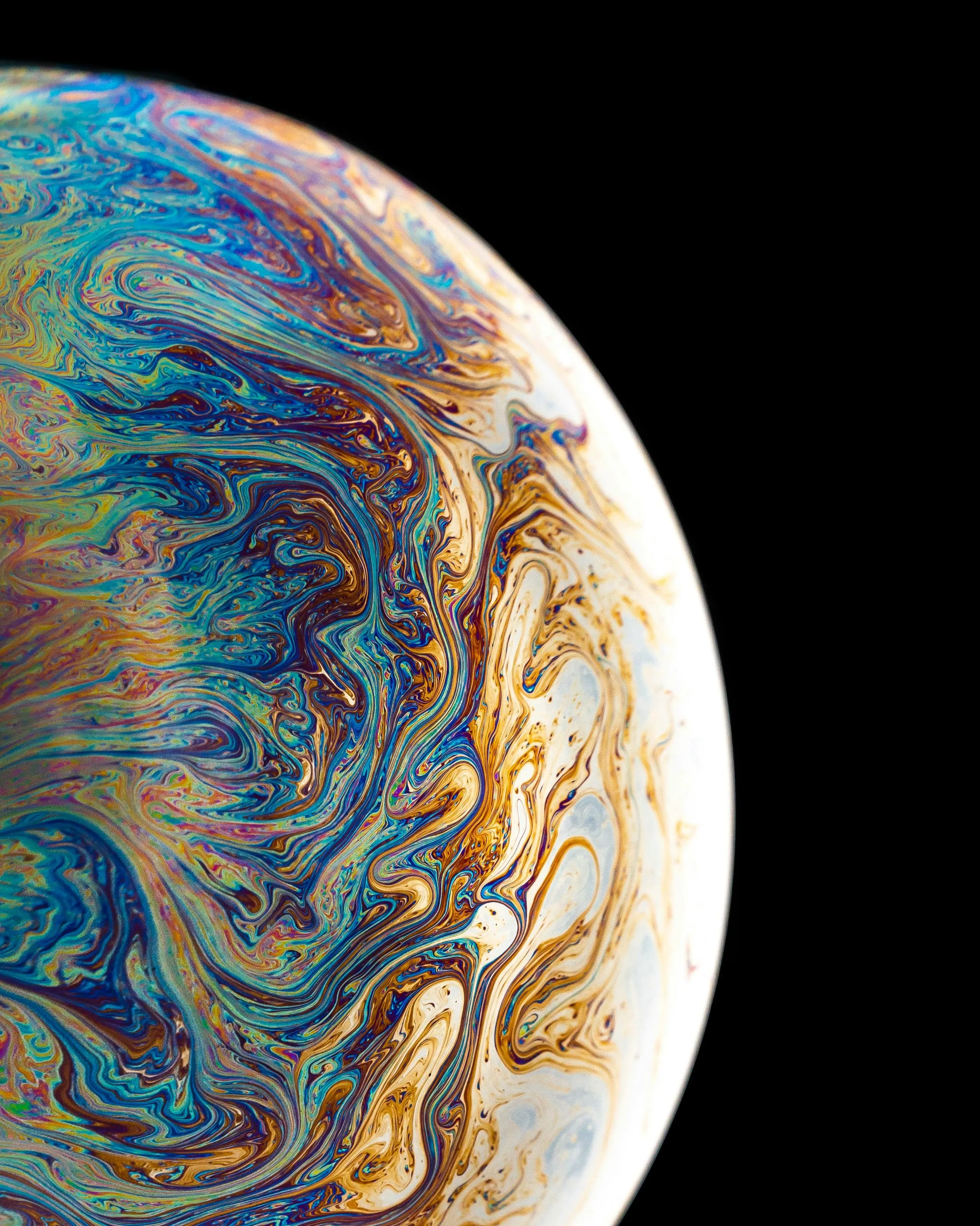 Planet Surface With Colorful Liquid Swirled Globe Texture