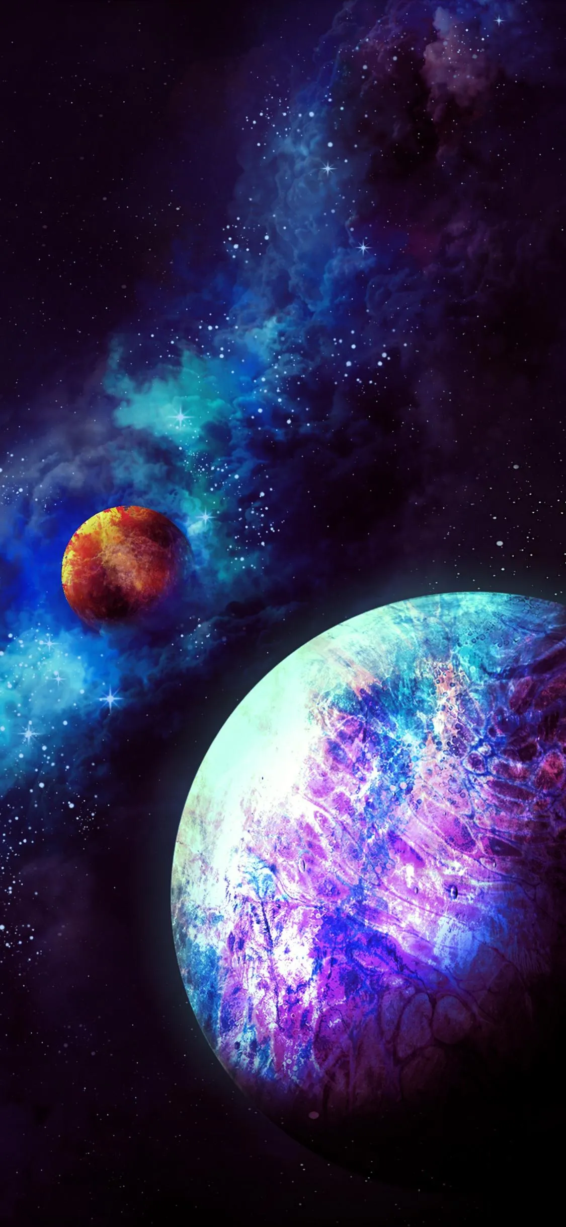 Planets in Deep Space Art Mobile Wallpaper Galaxy Theme