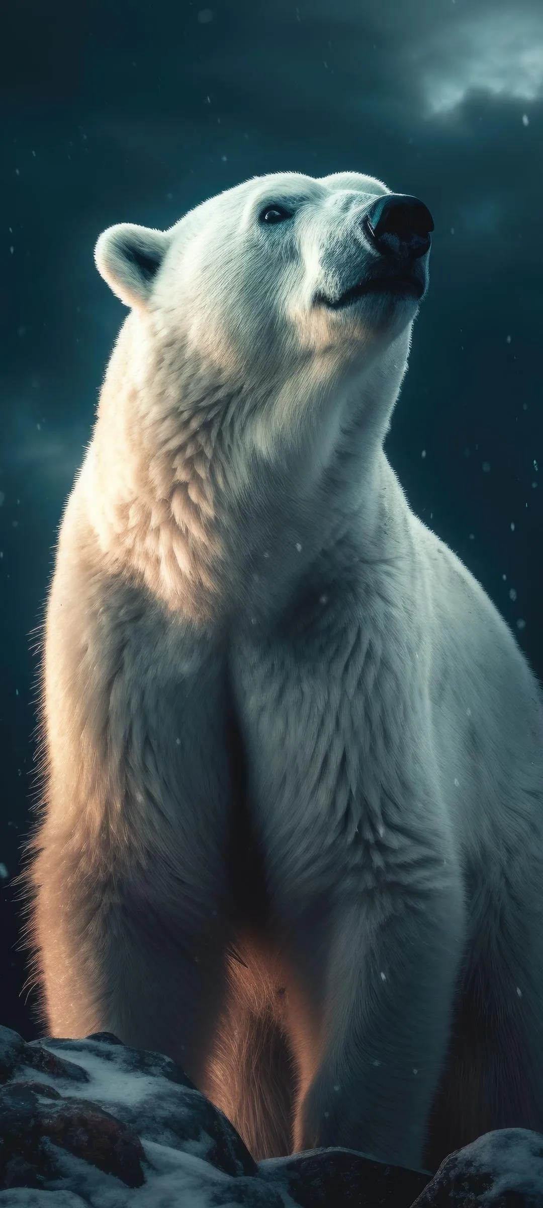 Polar Bear Staring in Cold Arctic Ice Landscape Scene