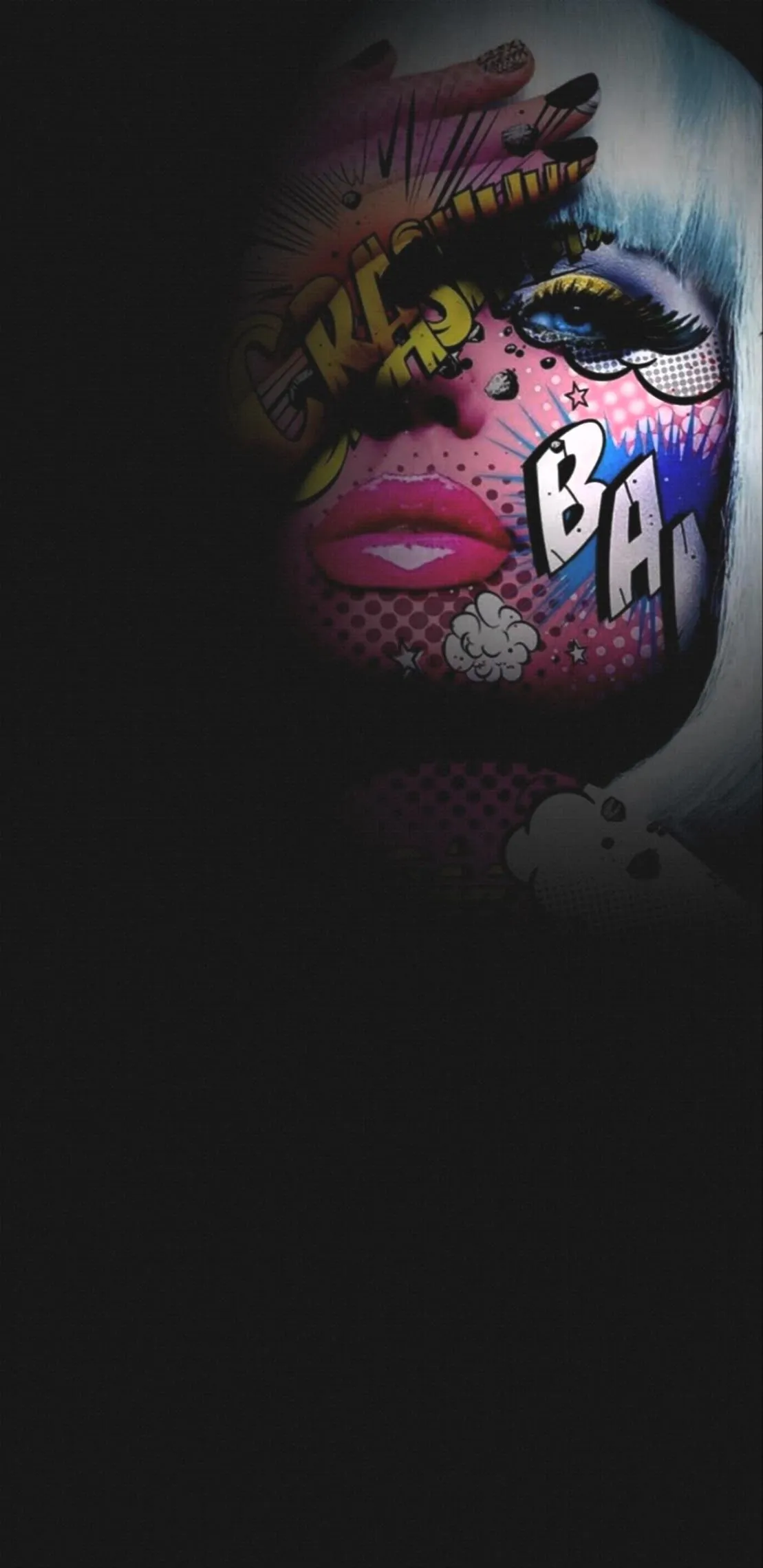 Pop art inspired face blending color and comic style design