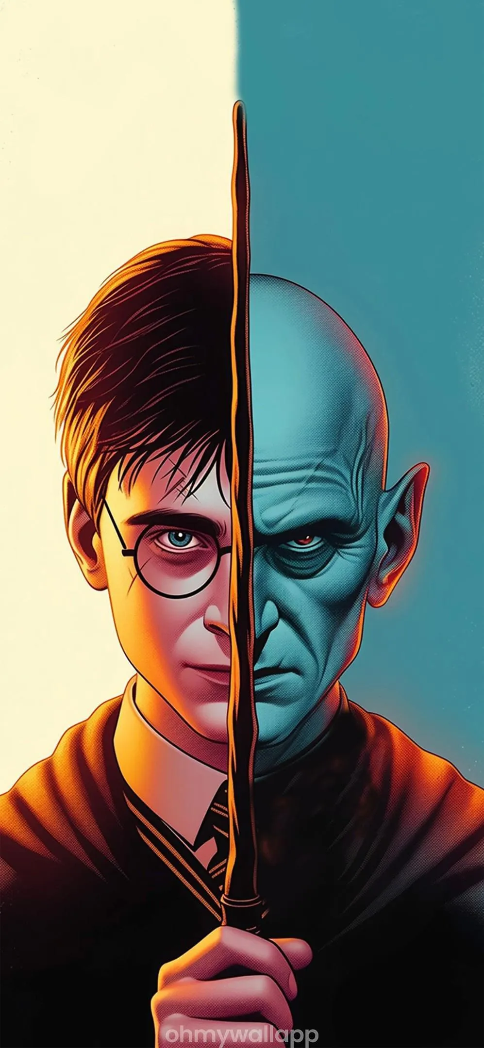 Portrait Art Of Half Human Half Cartoon Split Face