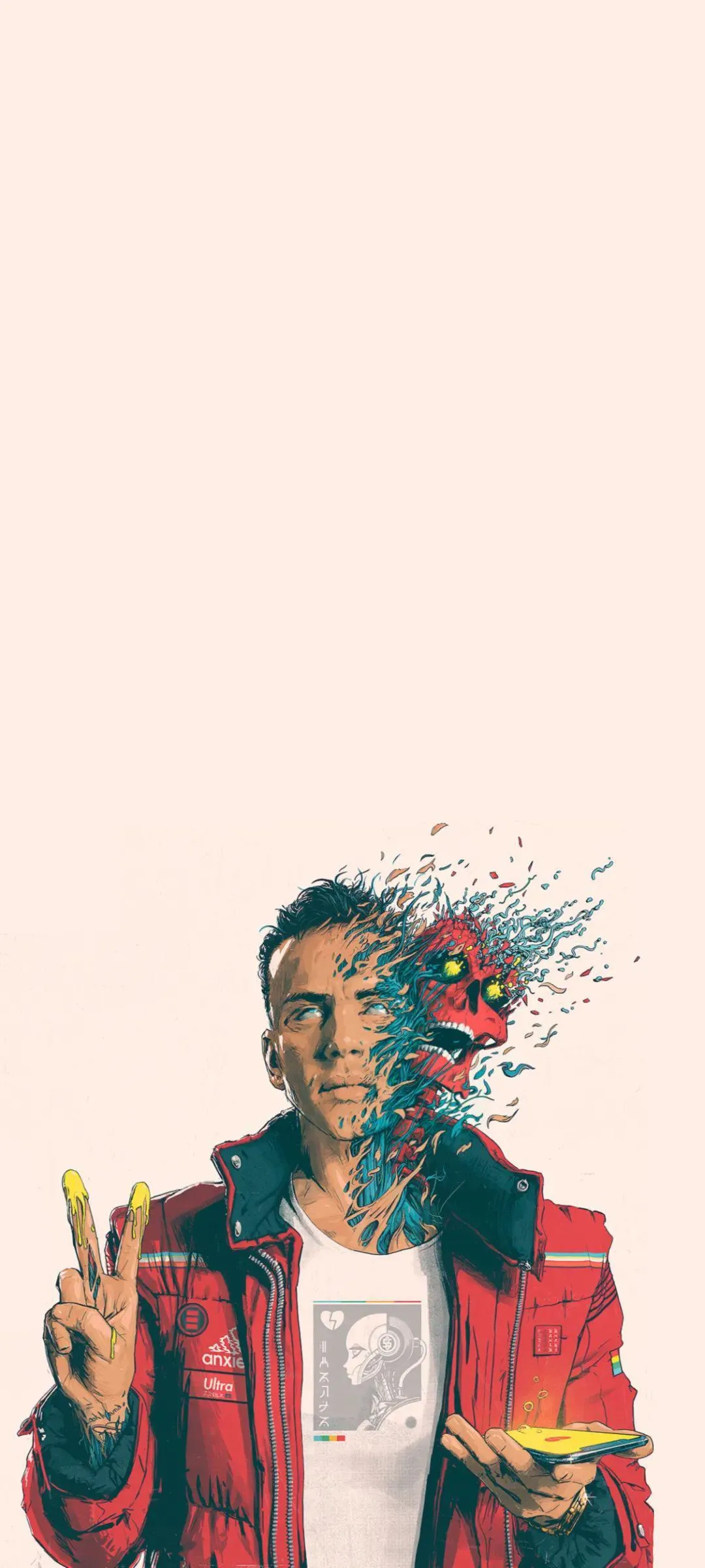 Portrait of Artist with Colorful Paint Explosion Wallpaper