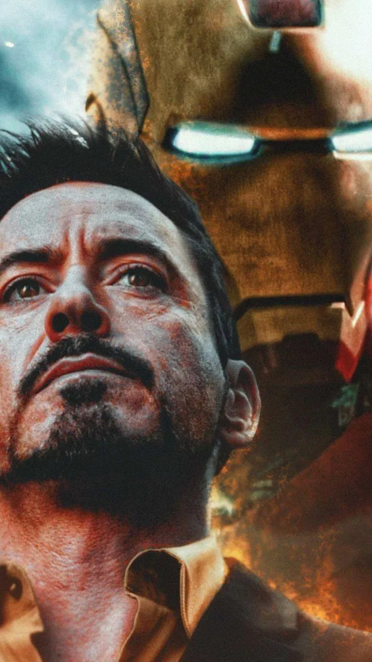 Portrait of Heroic Man Tony Stark in Sci Fi Action Ambiance