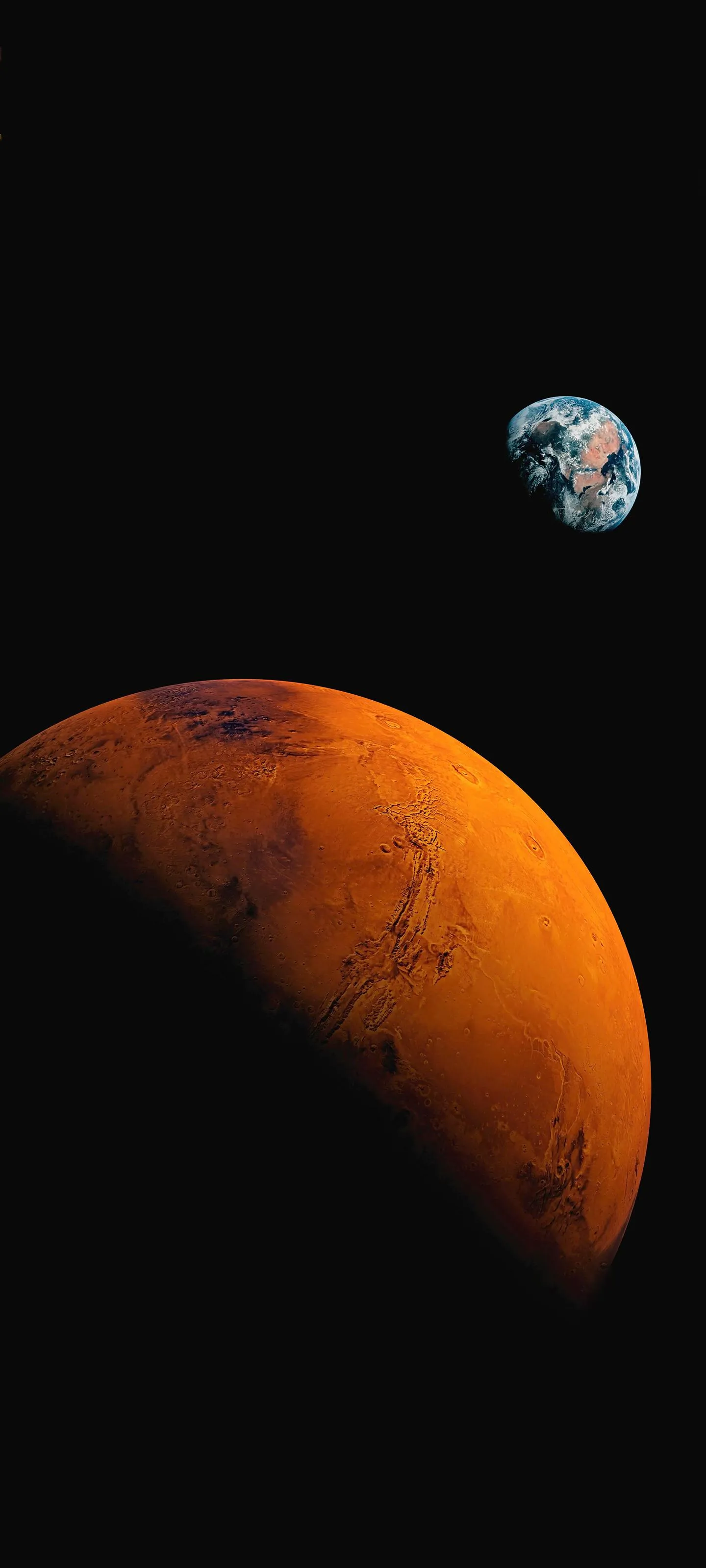 Portrait of Mars and Moon Space Exploration Mobile Backdrop