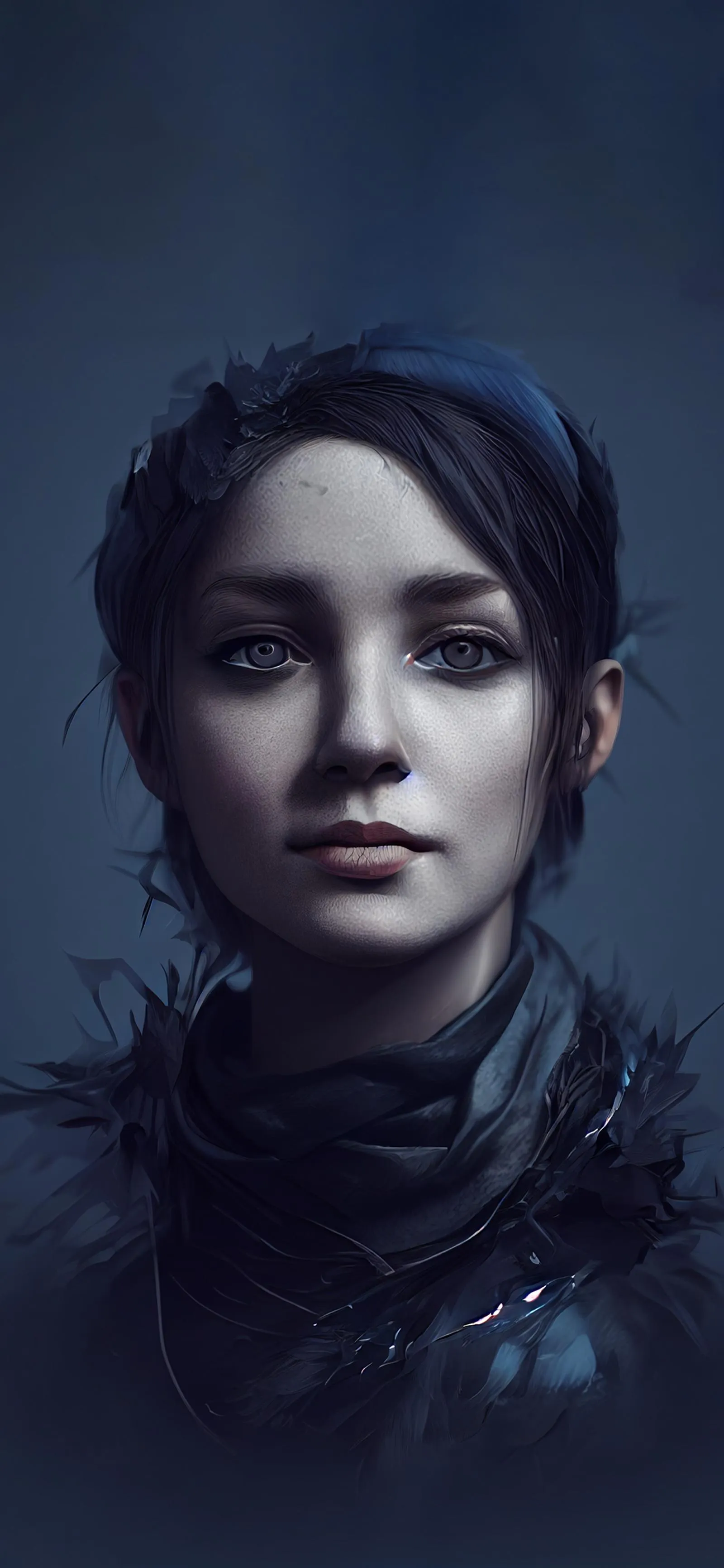 Portrait of Woman in Black Futuristic Outfit Wallpaper