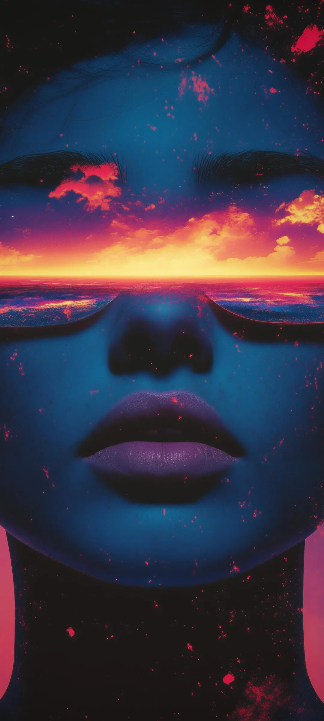 Portrait of Woman with Abstract Neon Face Paint Wallpaper