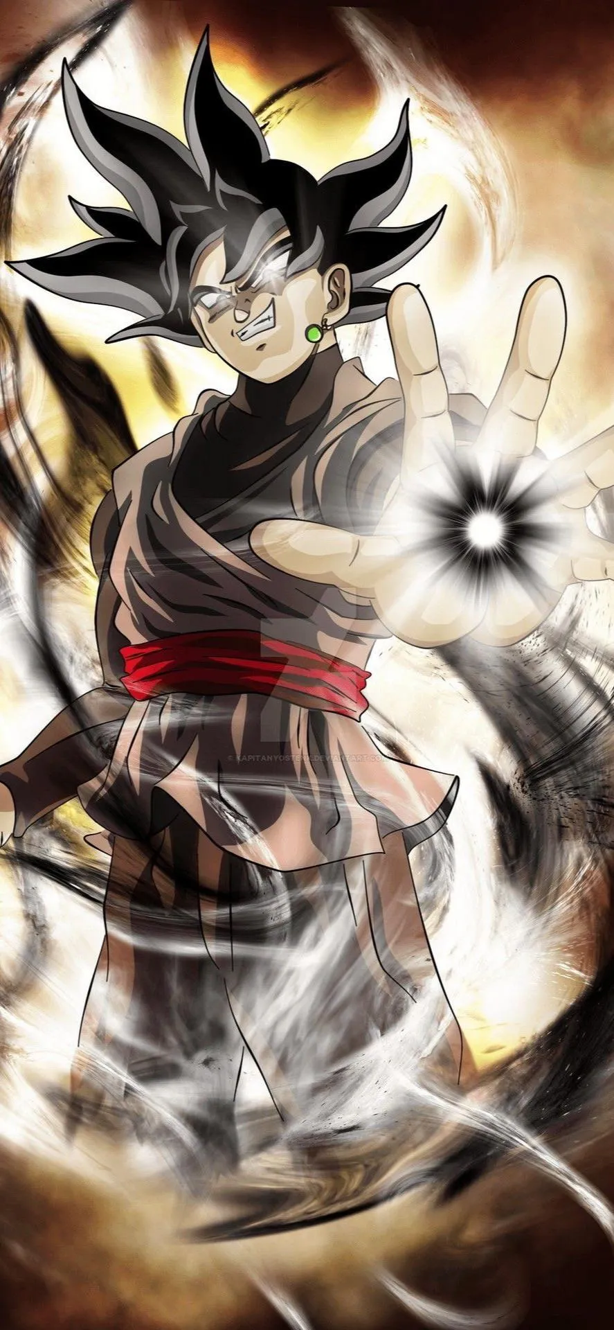 Powerful Anime Warrior with Glowing Energy Aura Wallpaper