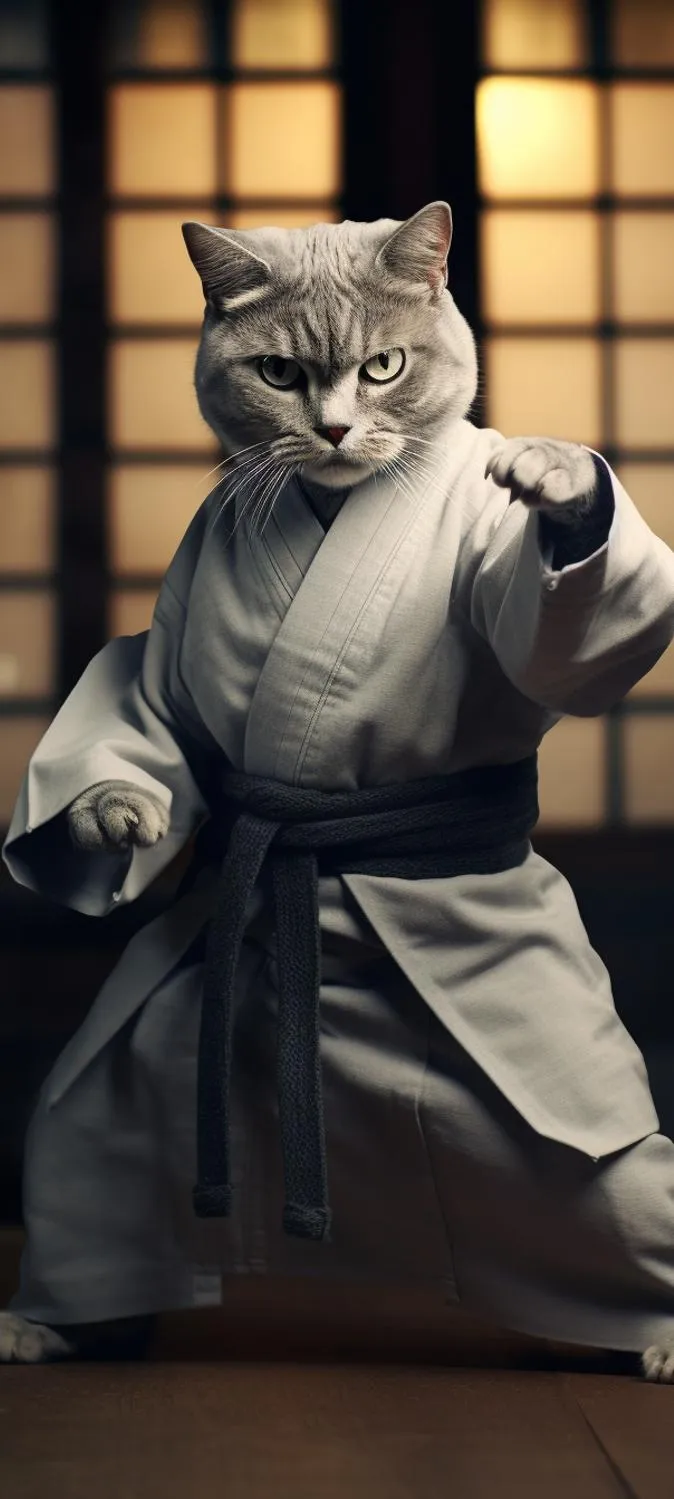Powerful Cat Warrior in Classic Samurai Armor Wallpaper