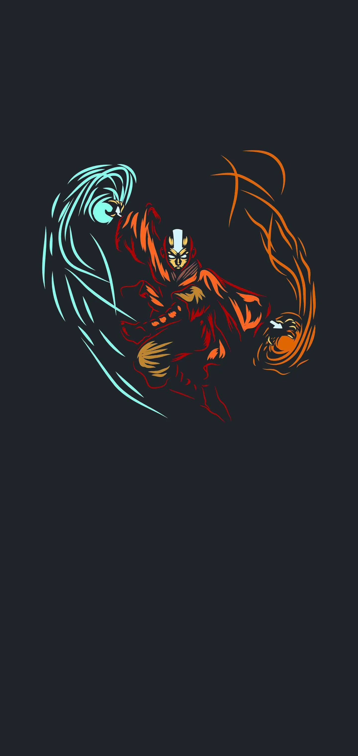 Powerful Elemental Warrior Controlling Fire and Water