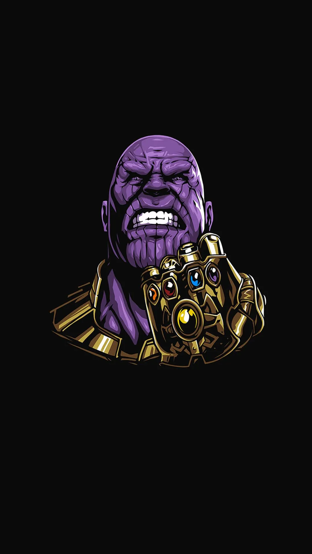 Powerful Purple Villain Thanos with Glowing Gauntlet Armor