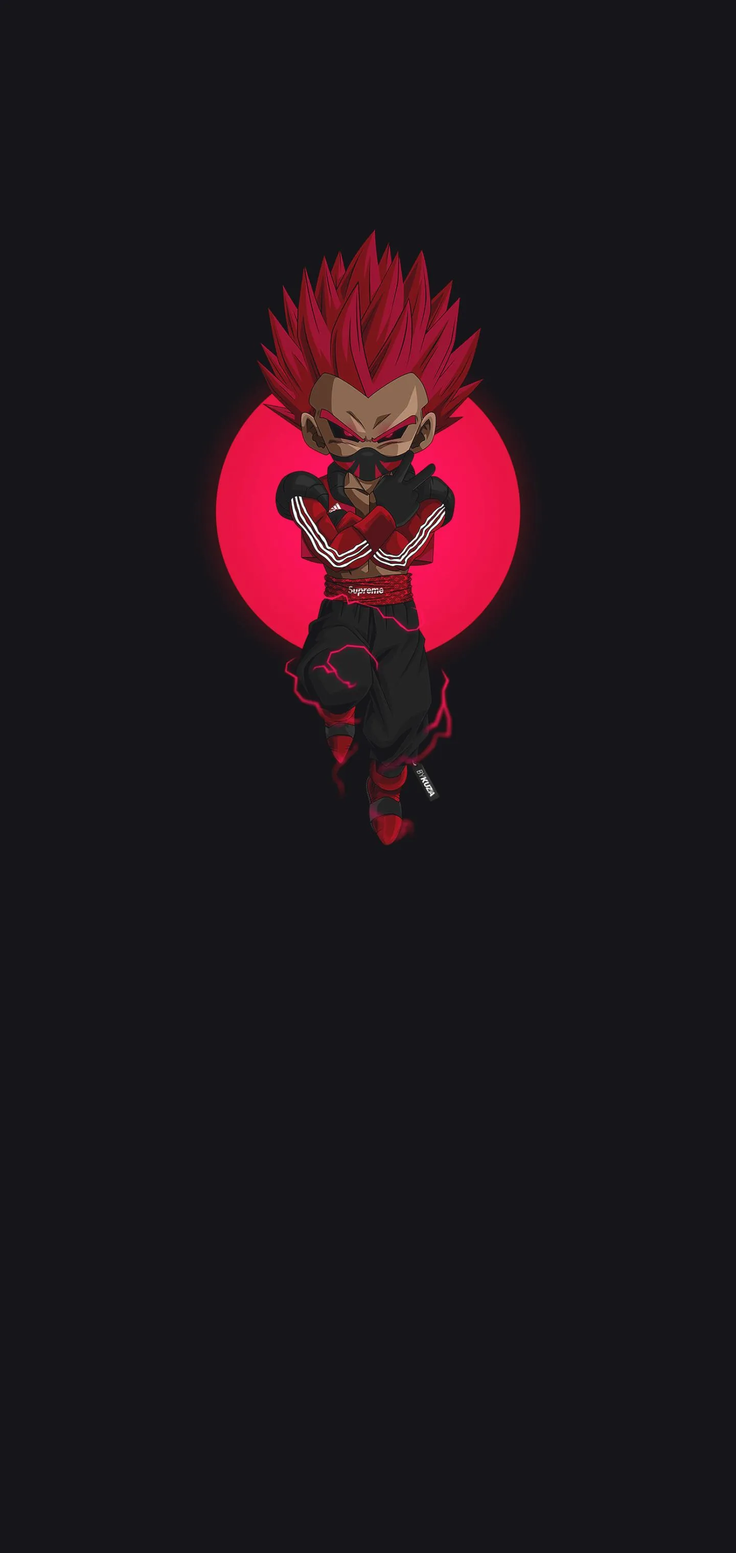 Powerful Red Warrior with Supreme Energy Aura Wallpaper