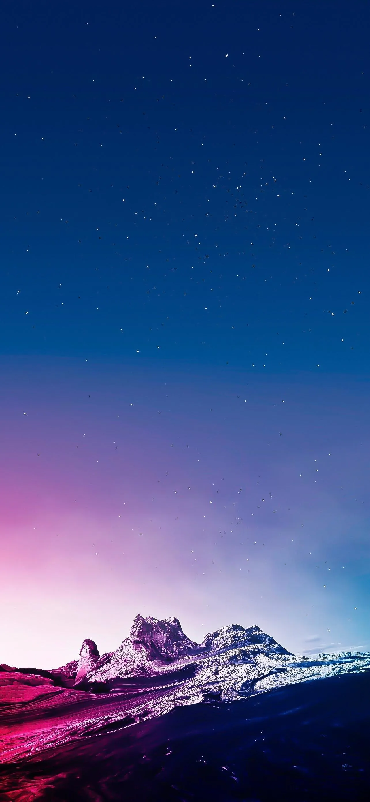 Purple and Blue Gradient Sky Over Mountain Landscape