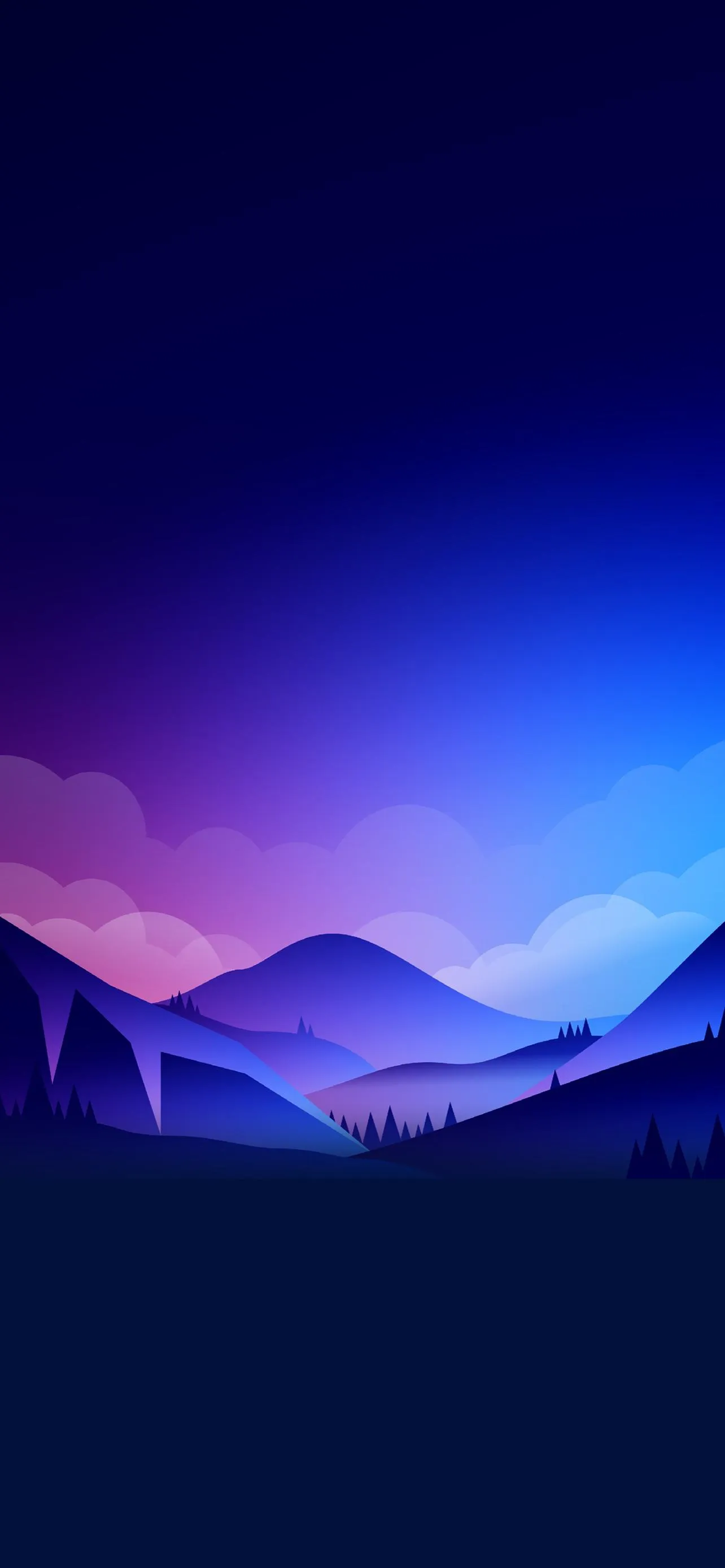Purple and Blue Mountains Under Peaceful Sky Scene Wallpaper