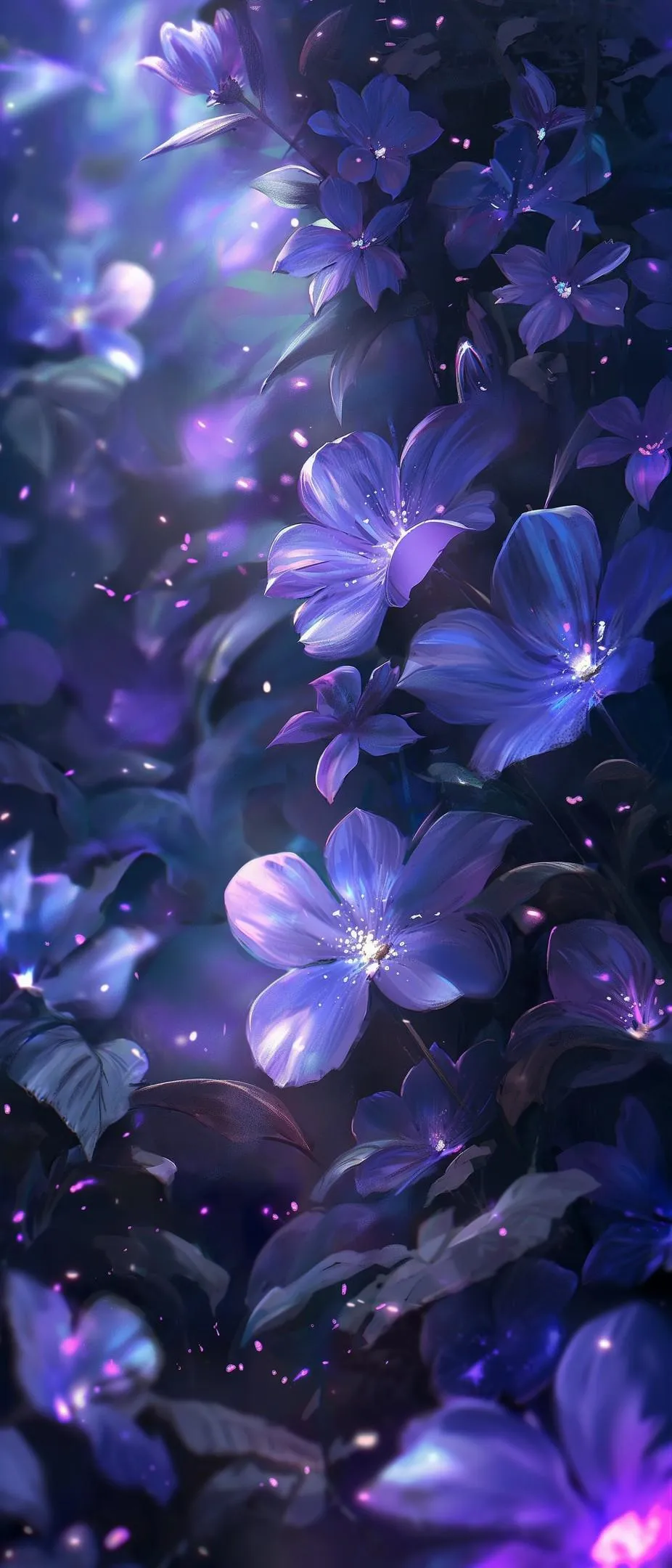 Purple Crystal Flowers Texture with Sparkling Design