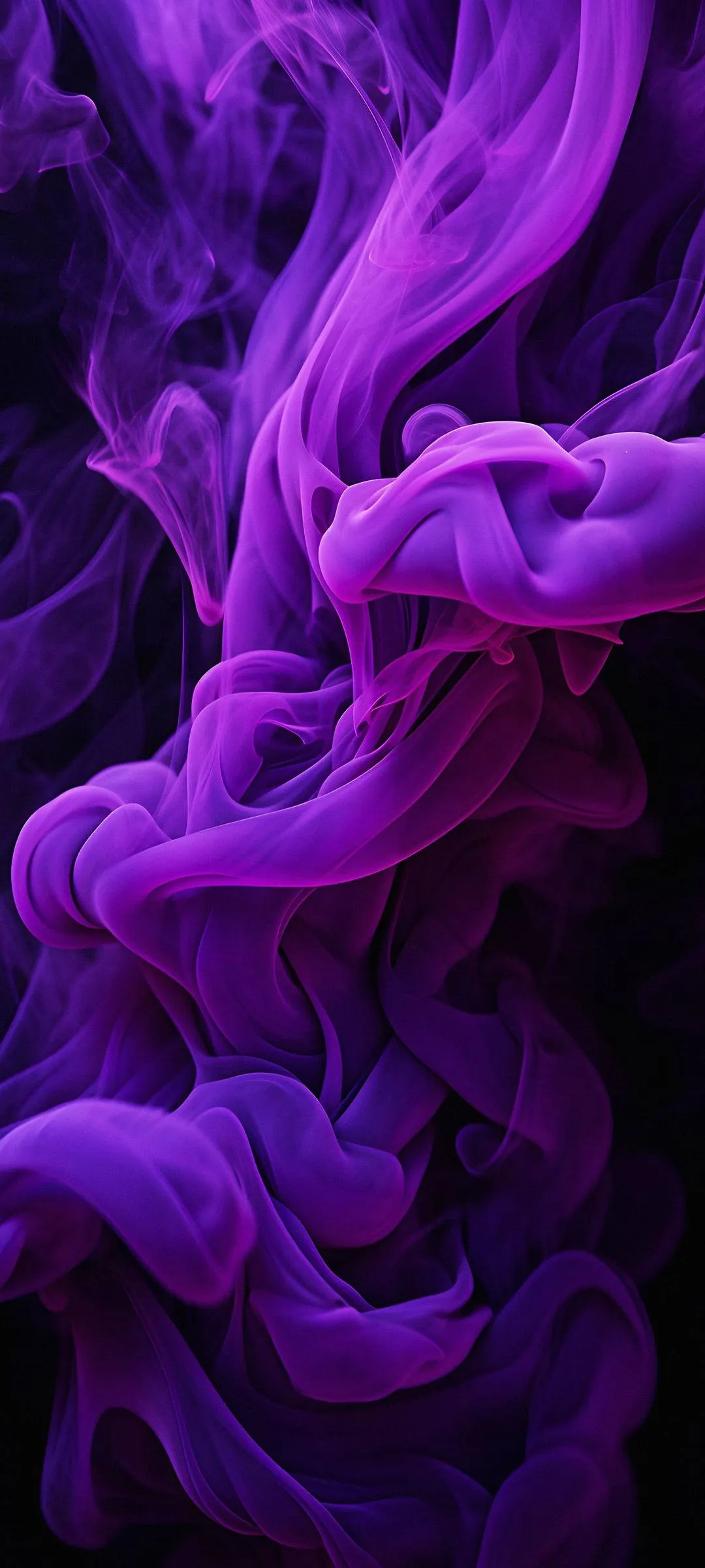 Purple Ink Smoke Cloud Forming a Mystical Abstract Scene