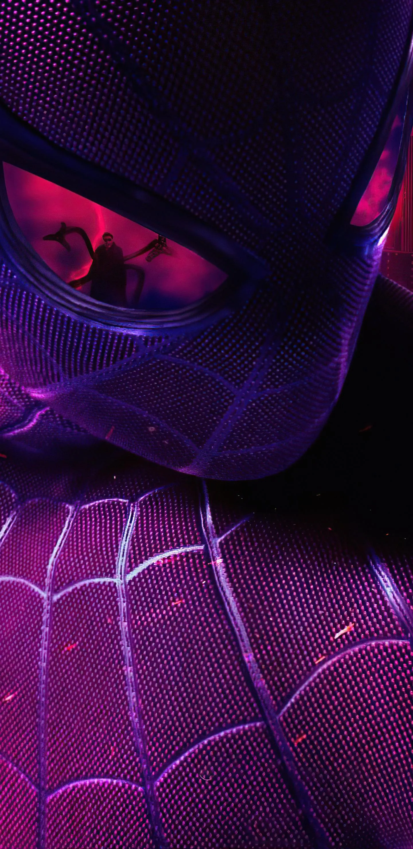 Purple Masked Spiderman Close Up Dark Vibe Phone Wallpaper