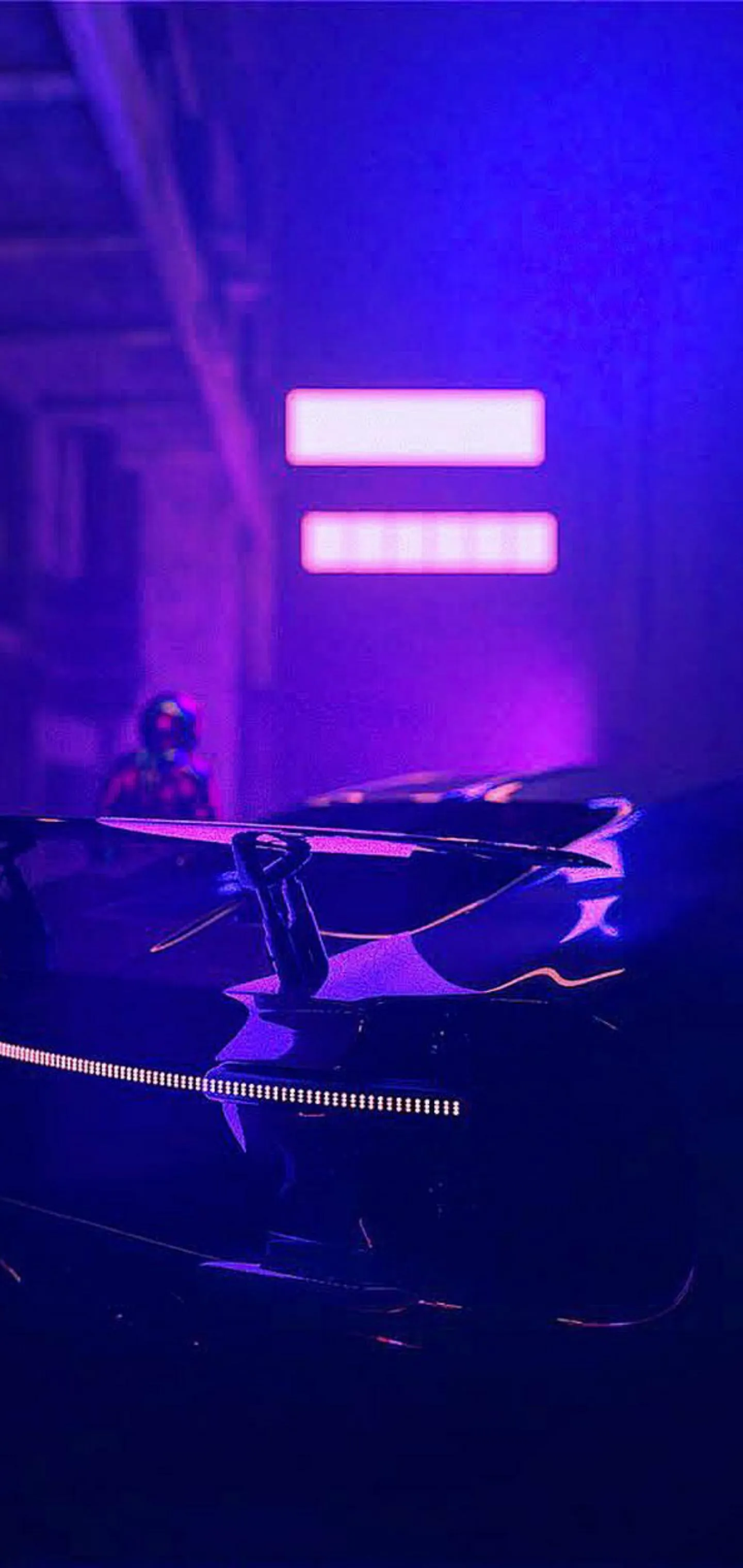 Purple Neon City Night with Car Light Aesthetic Wallpaper