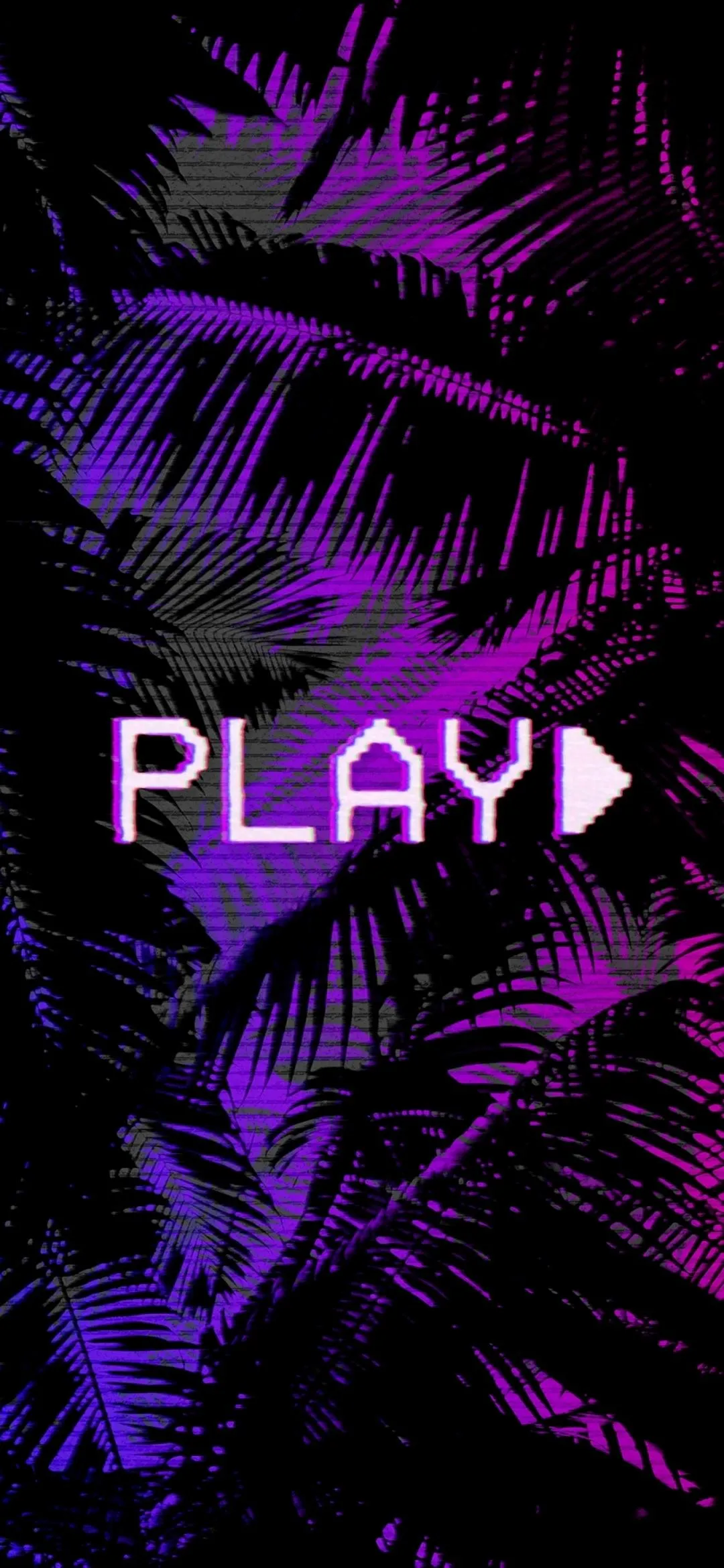 Purple Neon Text Play With Palm Leaves In Background