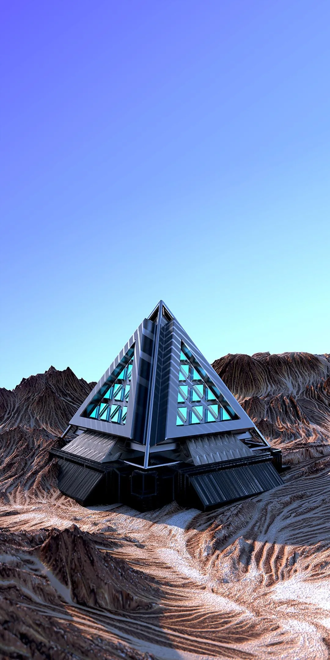 Pyramid Shaped Building Under Blue Sky and Clouds Wallpaper