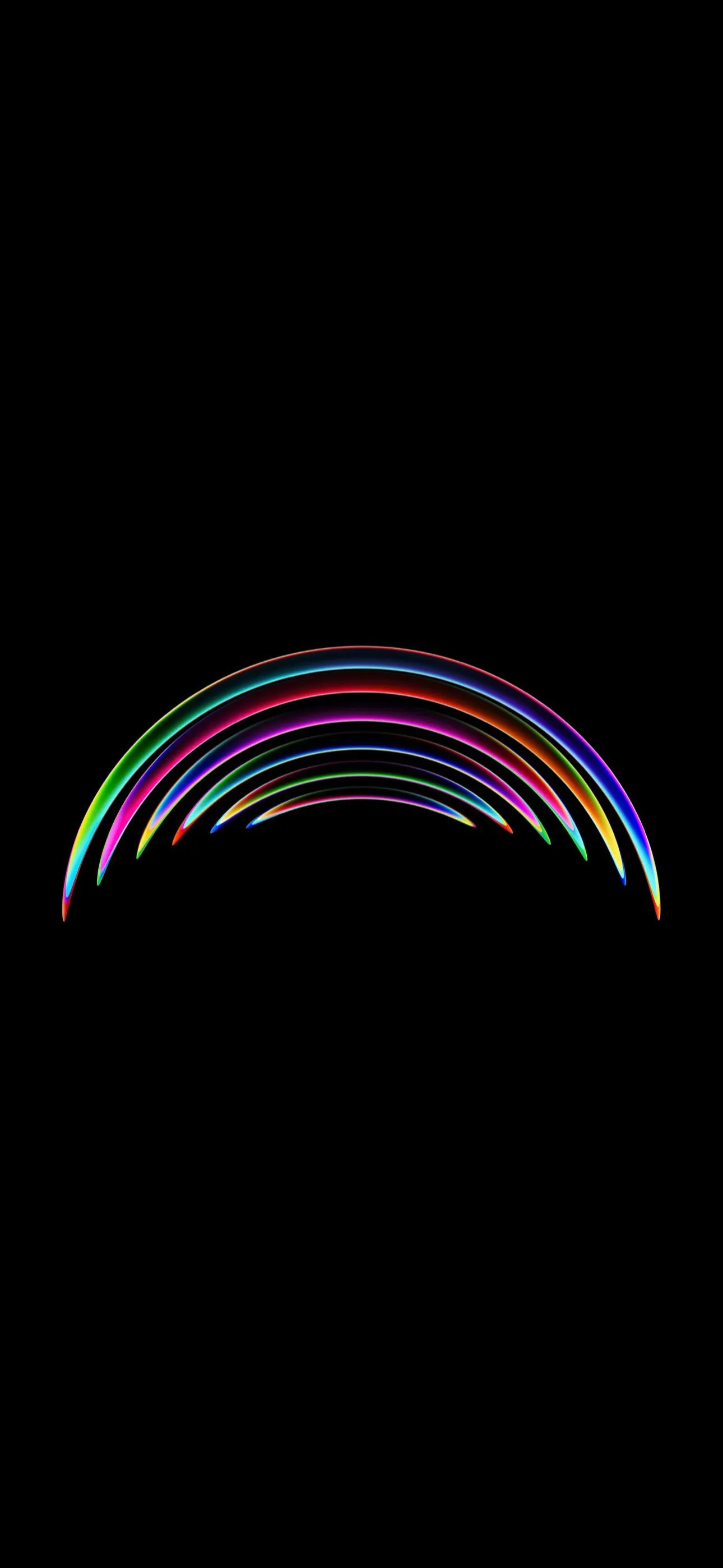 Rainbow Light Arc on Black Background Minimal Style