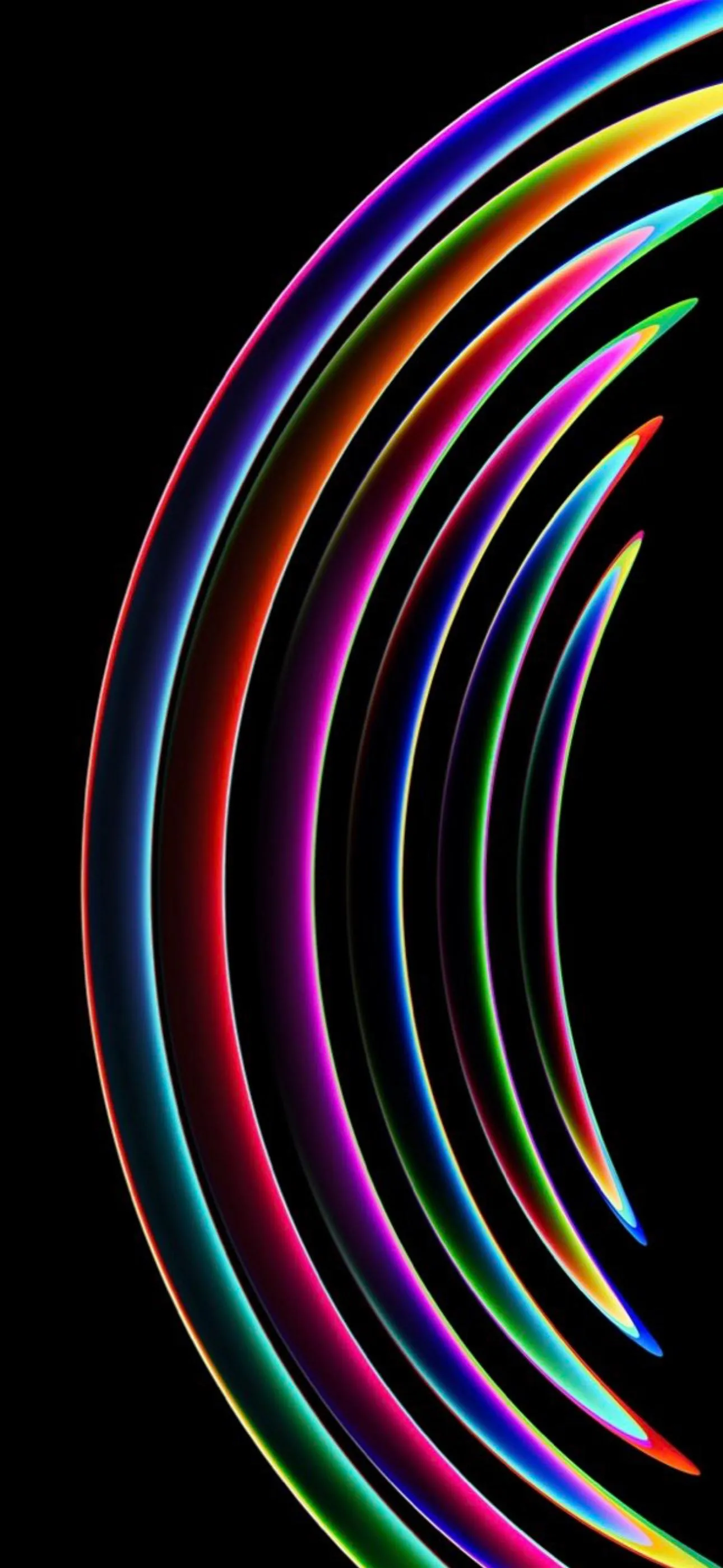 Rainbow Light Stripes on Dark Background with Reflection