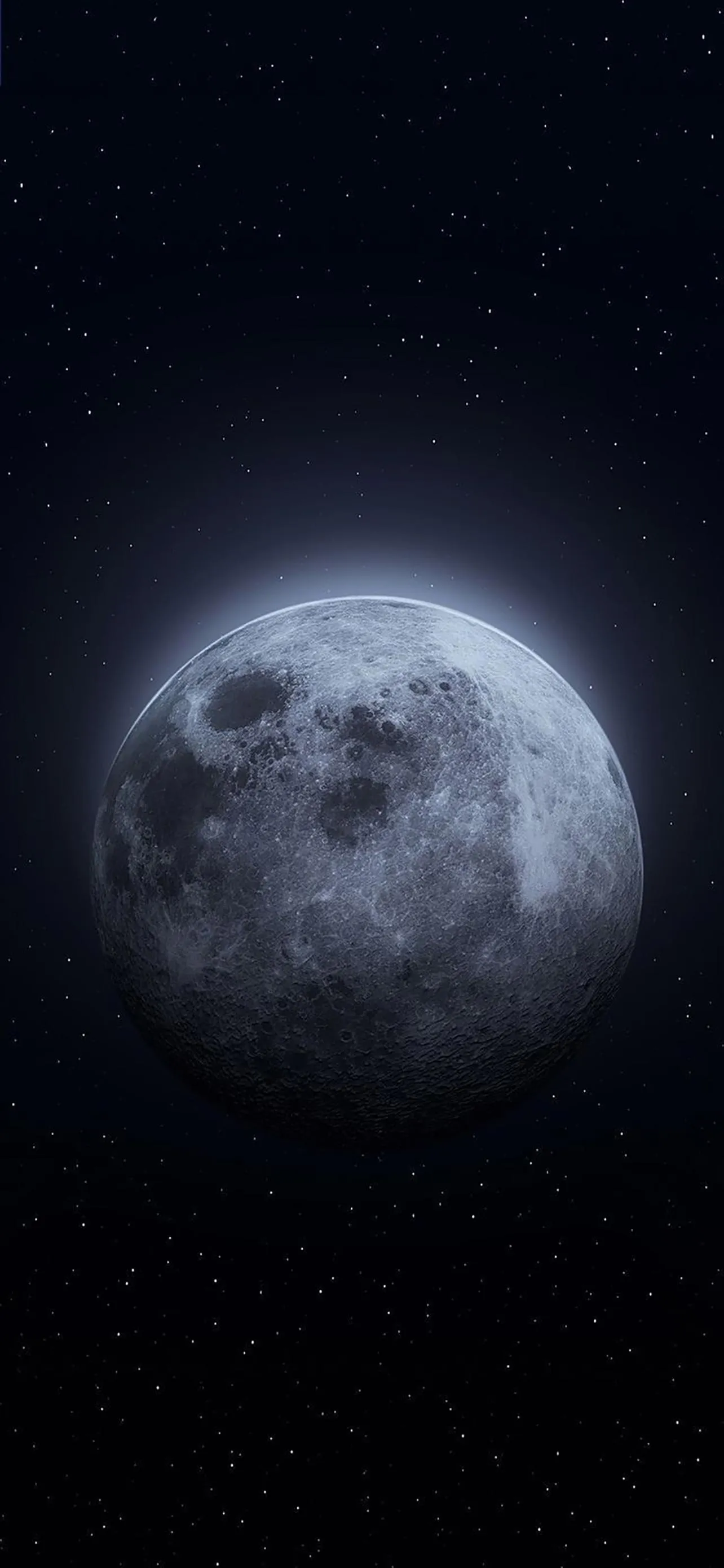 Realistic Moon Close Up With Dark Black Space View