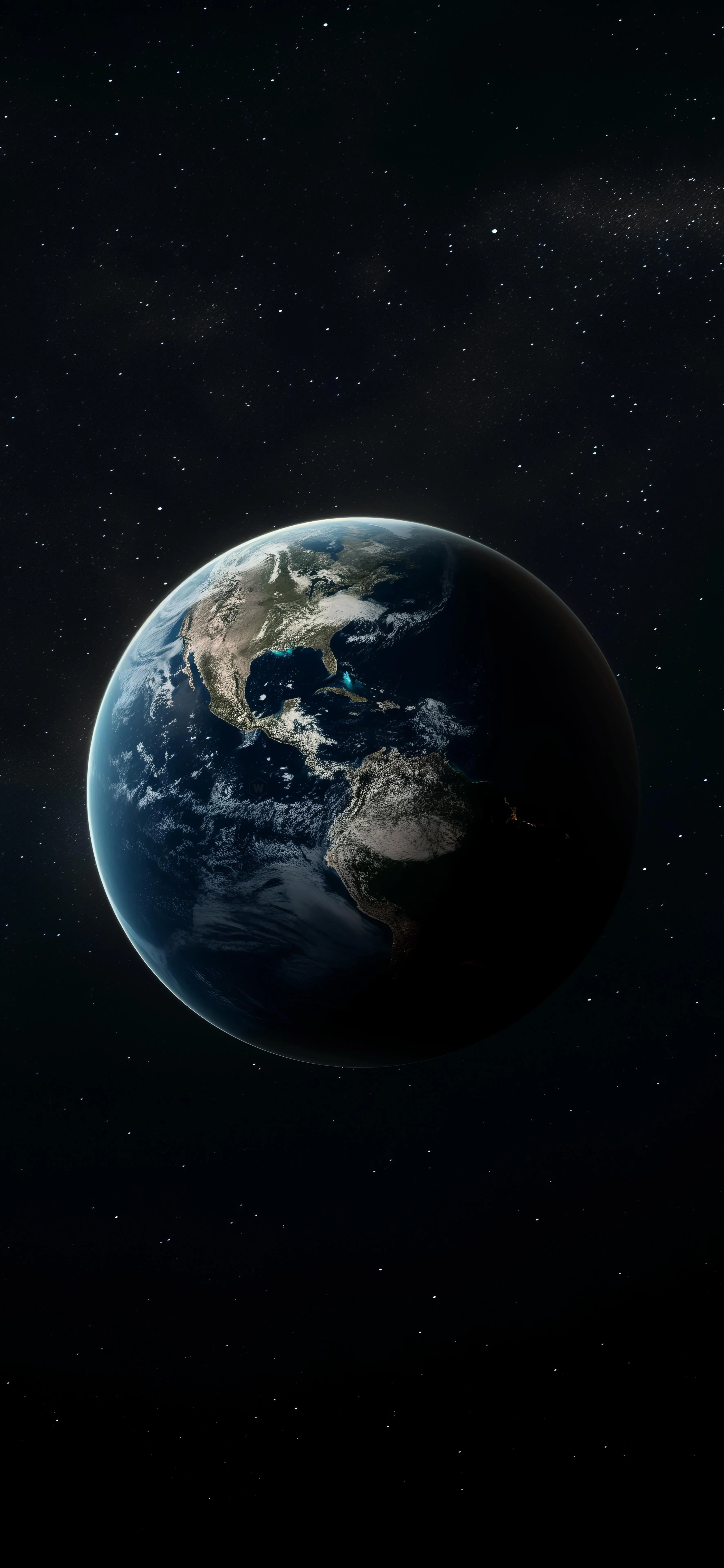 Realistic View of Planet Earth in Deep Outer Space Wallpaper