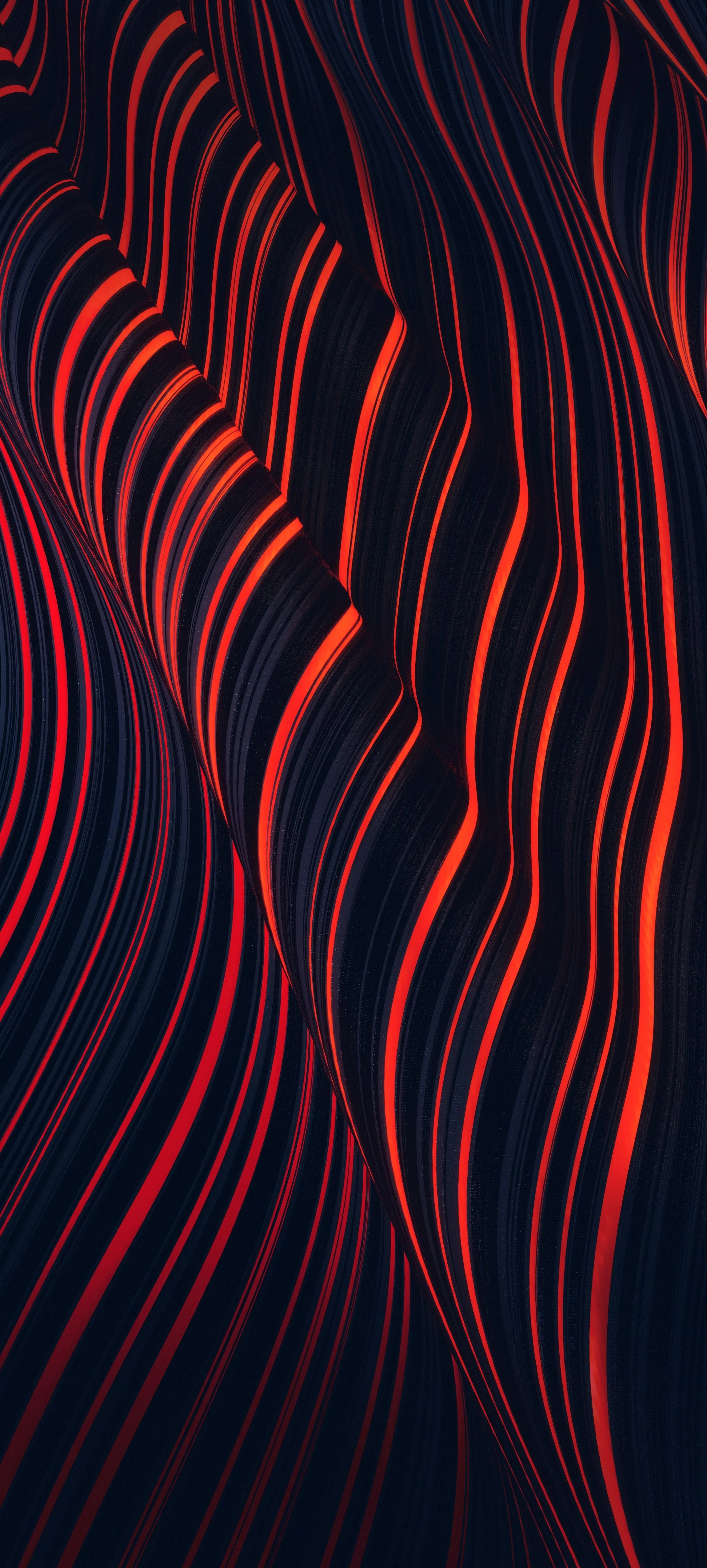 Red Abstract Wavy Lines on a Deep Black Background
