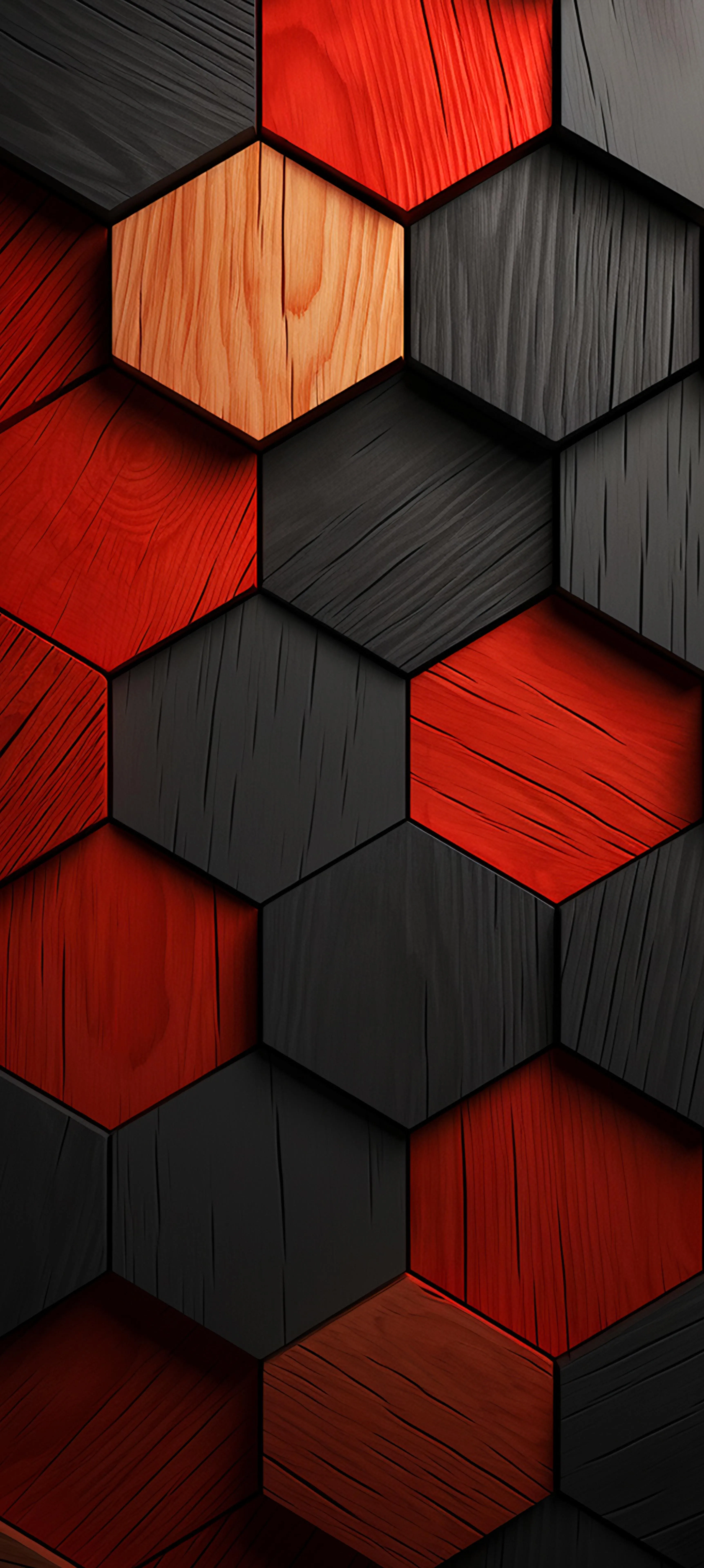 Red and Black Hexagon Pattern Modern Tech Background
