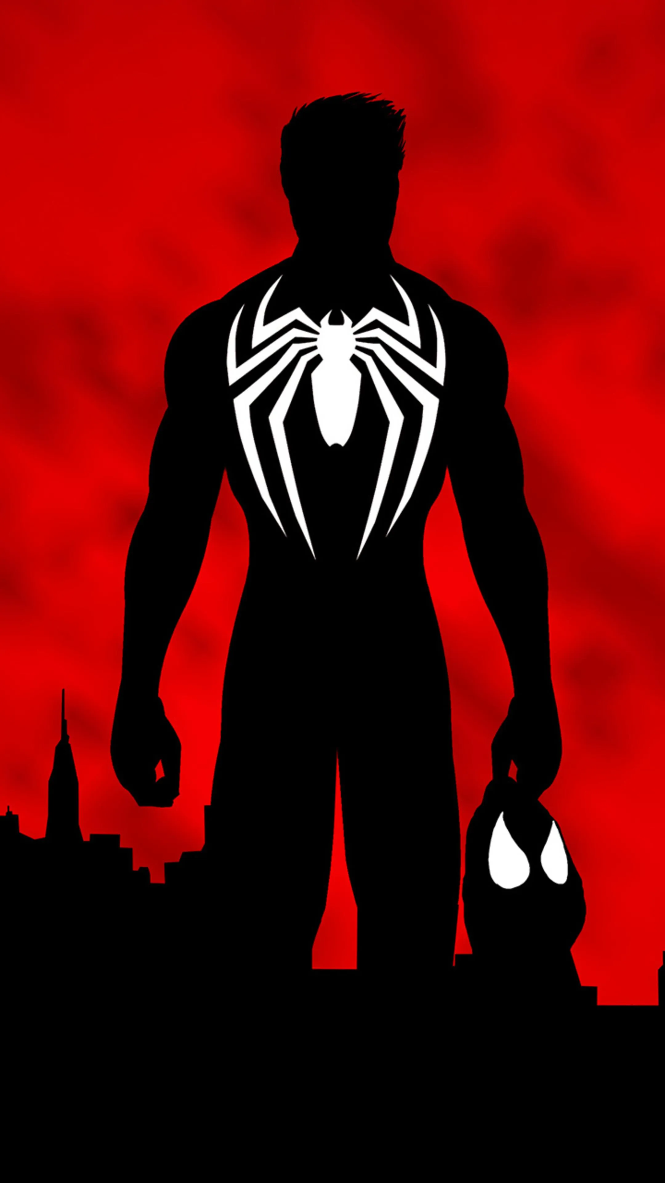 Red and Black Superhero in Bold Silhouette Form Wallpaper