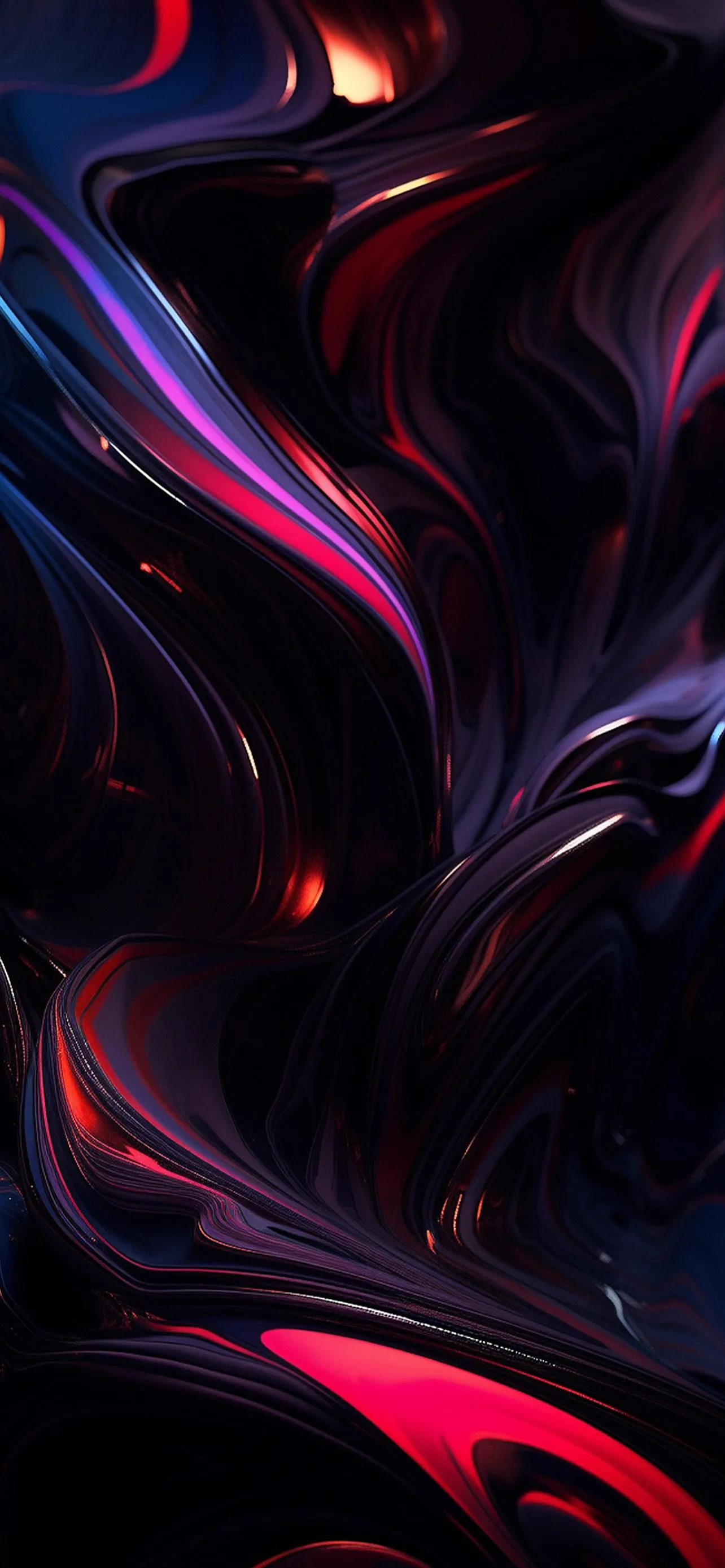 Red and Blue Abstract Smoke Energy on Black Canvas
